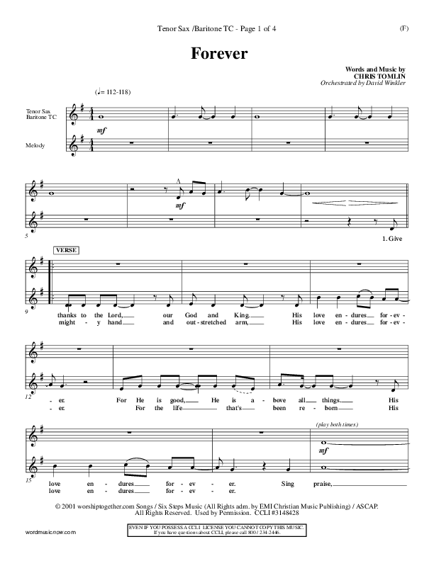 Forever Tenor Sax 2 (Chris Tomlin)