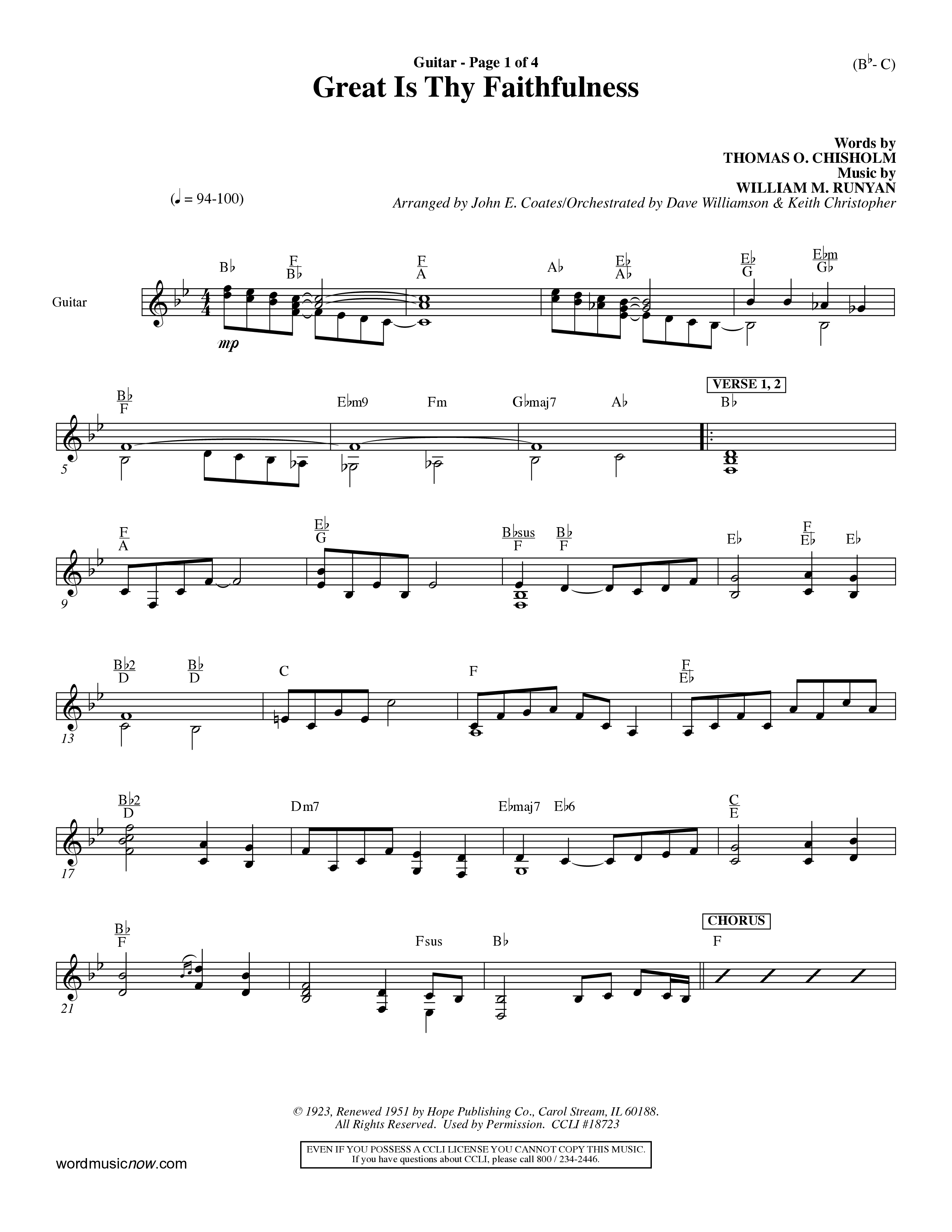 Great Is Thy Faithfulness (Choral Anthem SATB) Acoustic Guitar (Word Music Choral / Arr. John Coates / Orch. Dave Williamson / Orch. Keith Christopher)