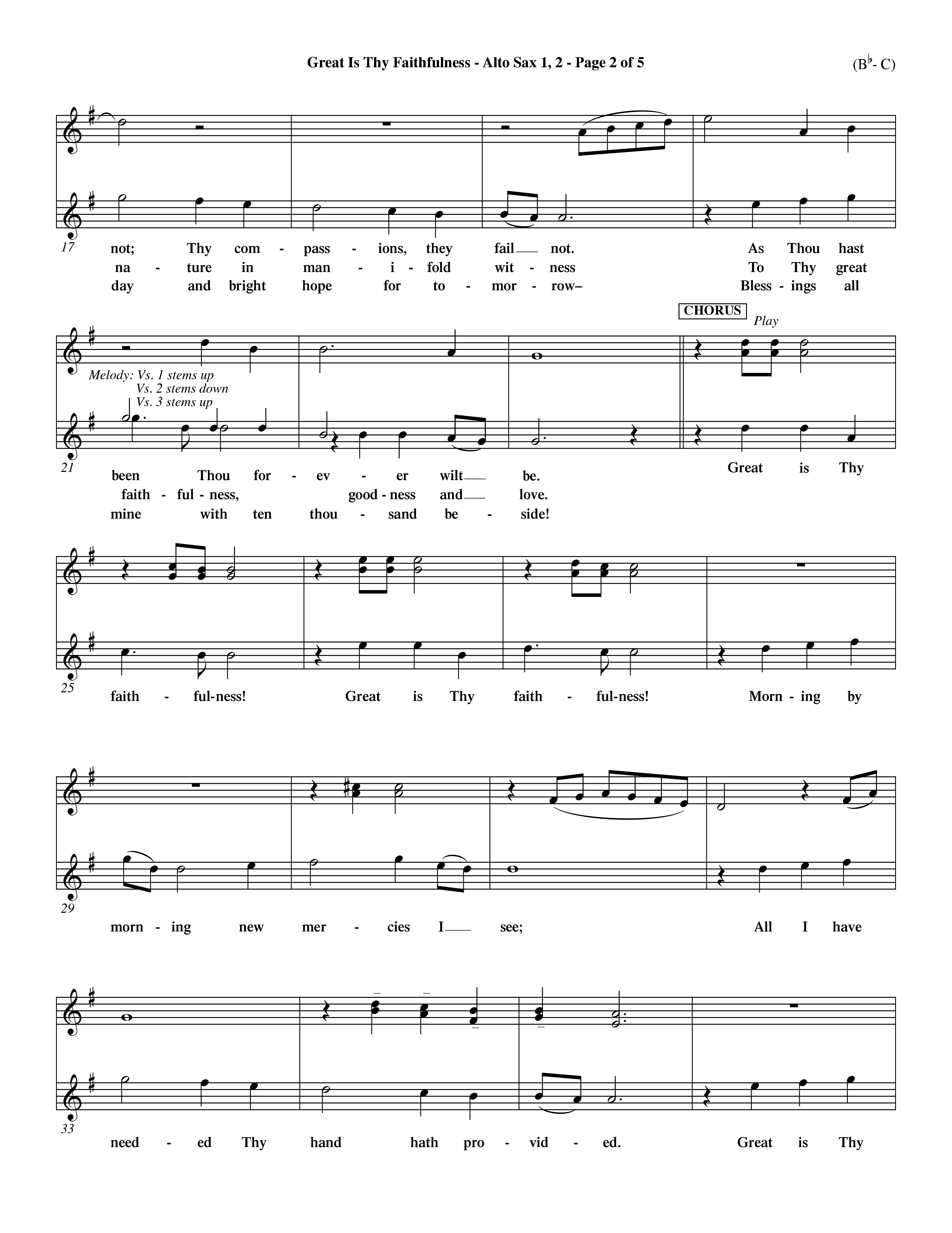 Great Is Thy Faithfulness (Choral Anthem SATB) Alto Sax 1/2 (Word Music Choral / Arr. John Coates / Orch. Dave Williamson / Orch. Keith Christopher)