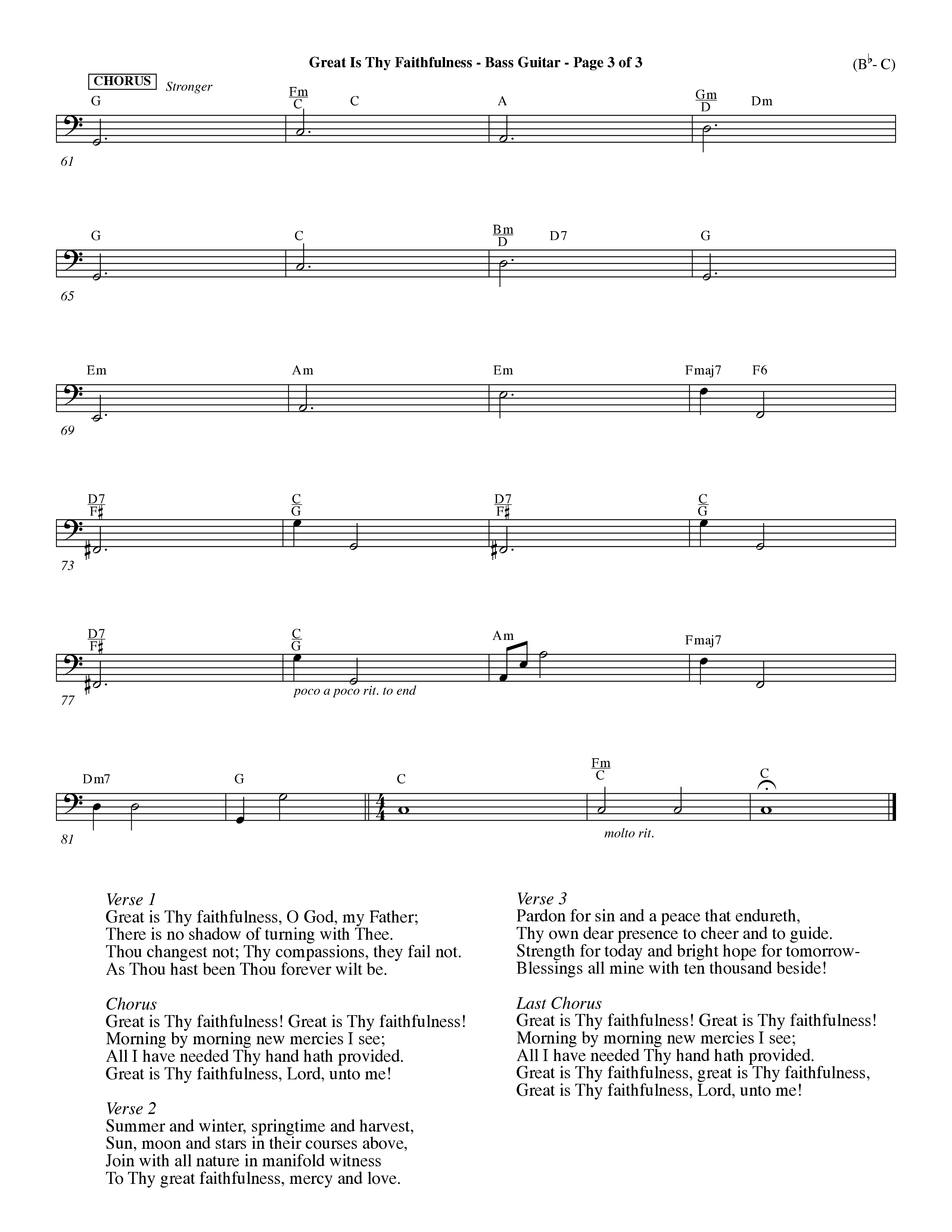 Great Is Thy Faithfulness (Choral Anthem SATB) Bass Guitar (Word Music Choral / Arr. John Coates / Orch. Dave Williamson / Orch. Keith Christopher)
