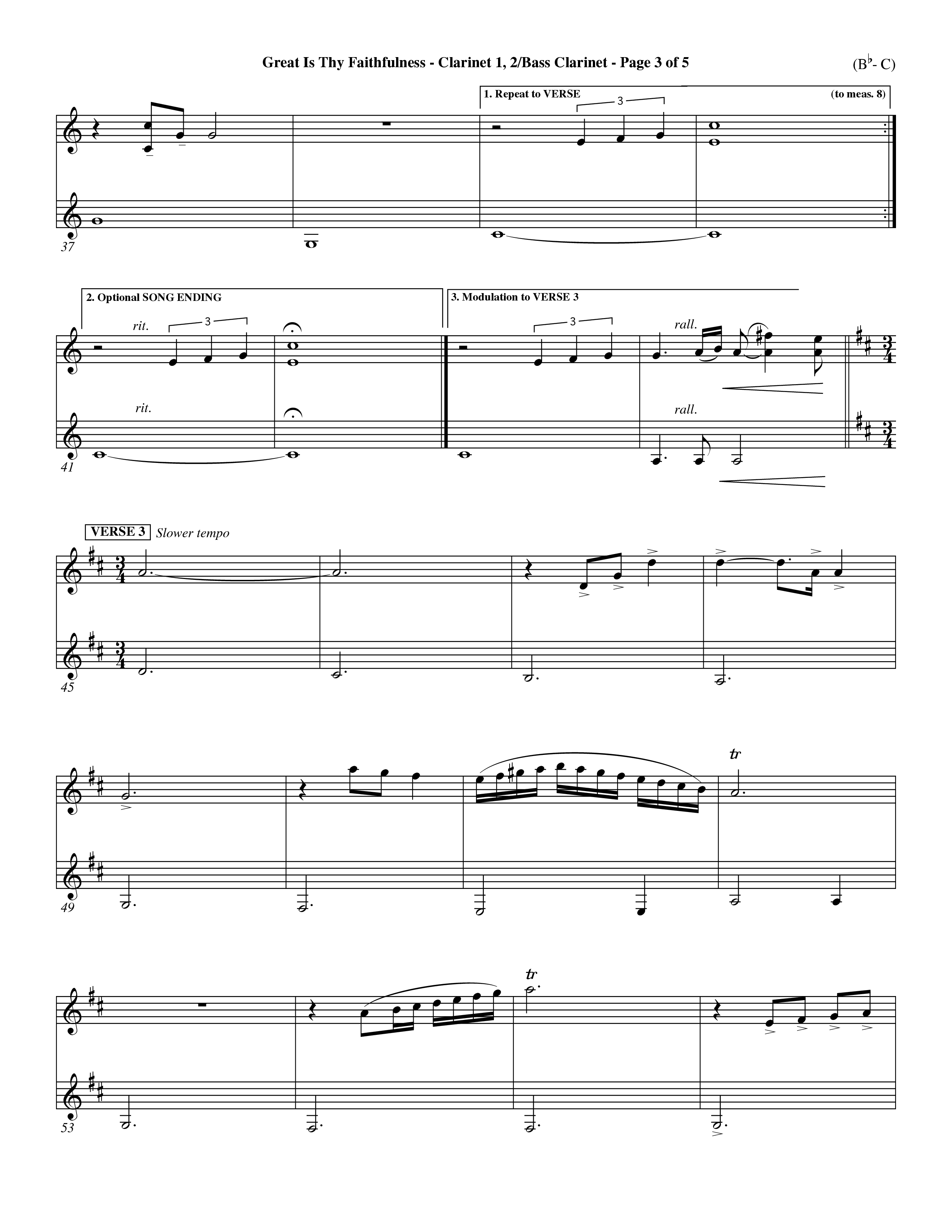 Great Is Thy Faithfulness (Choral Anthem SATB) Clarinet 1/2, Bass Clarinet (Word Music Choral / Arr. John Coates / Orch. Dave Williamson / Orch. Keith Christopher)