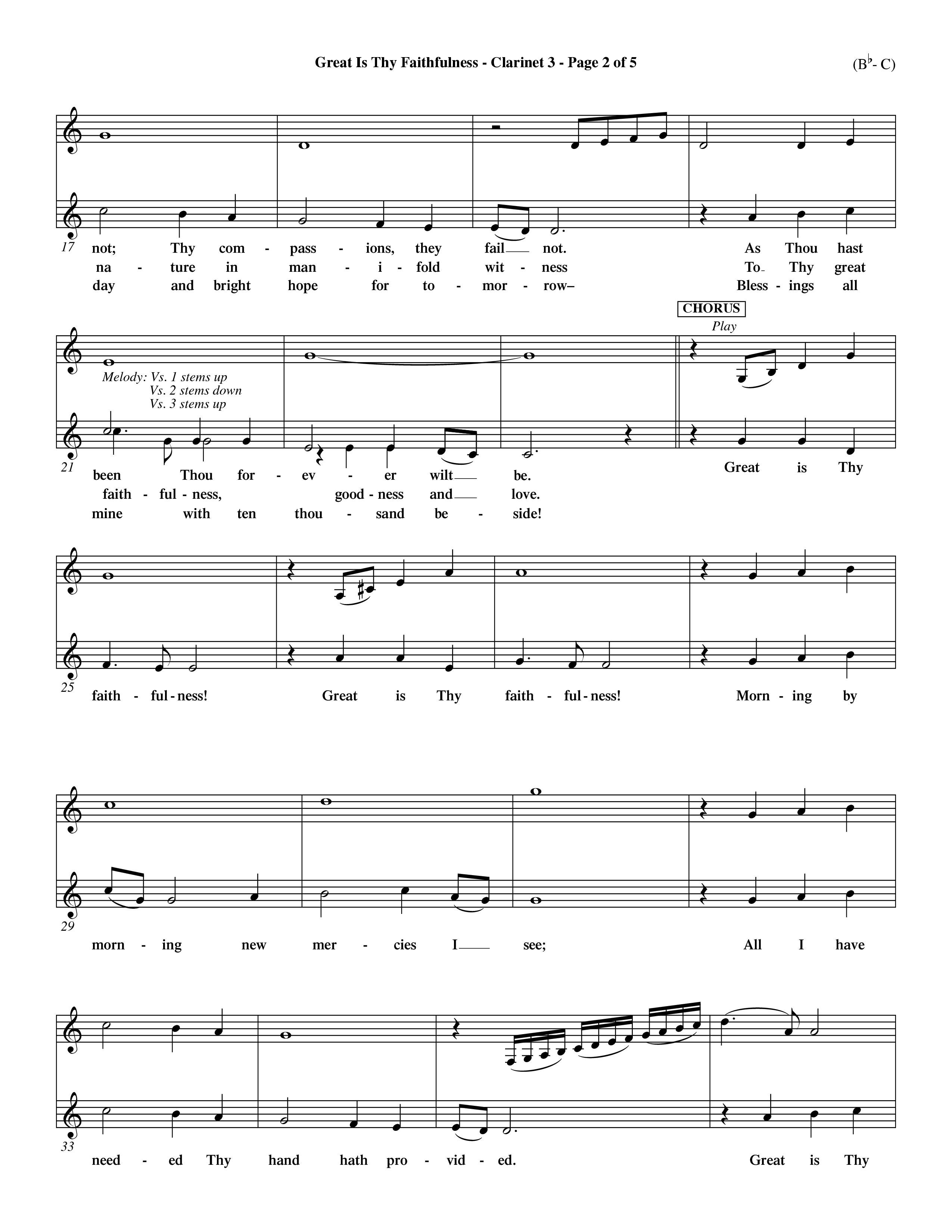 Great Is Thy Faithfulness (Choral Anthem SATB) Clarinet 3 (Word Music Choral / Arr. John Coates / Orch. Dave Williamson / Orch. Keith Christopher)