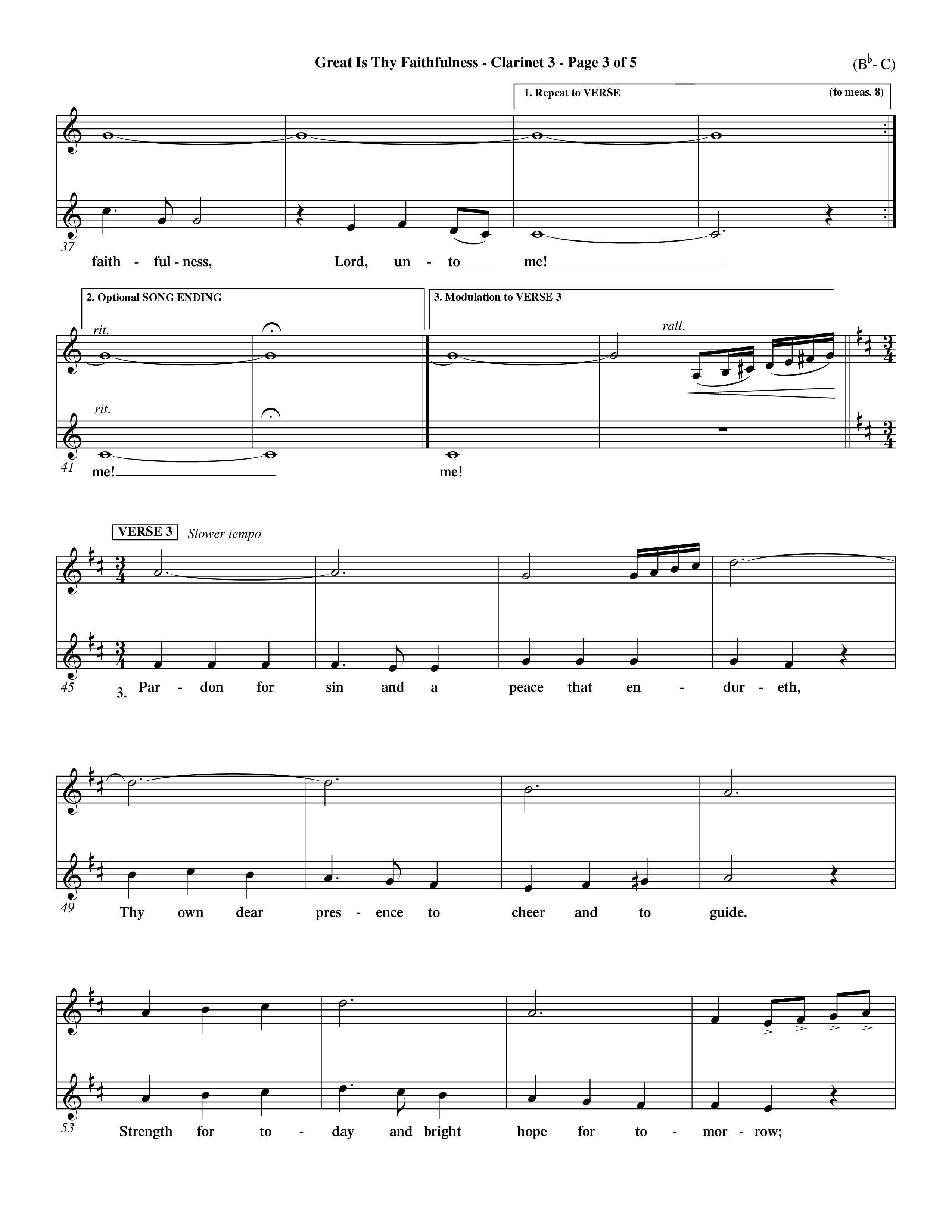 Great Is Thy Faithfulness (Choral Anthem SATB) Clarinet 3 (Word Music Choral / Arr. John Coates / Orch. Dave Williamson / Orch. Keith Christopher)
