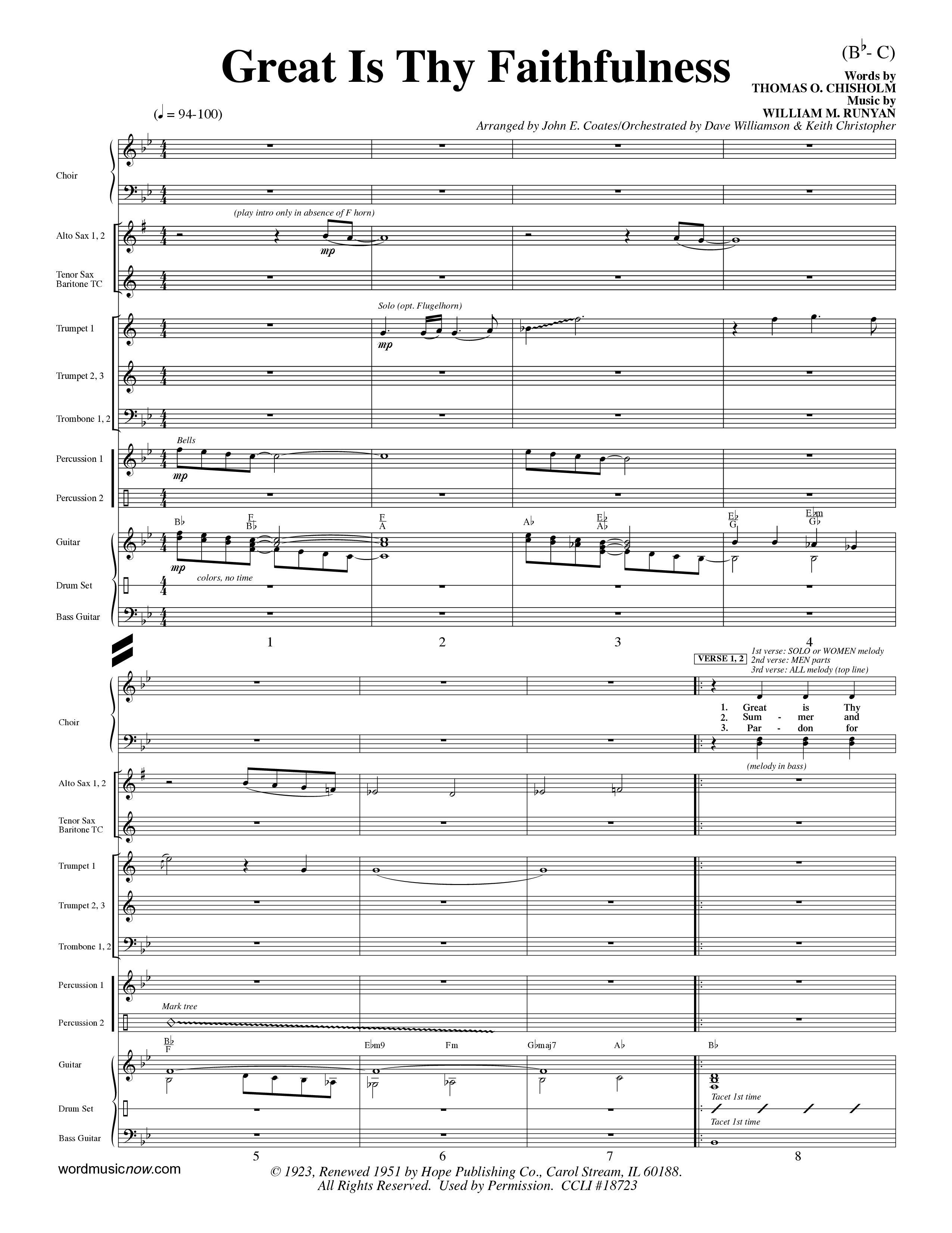 Great Is Thy Faithfulness (Choral Anthem SATB) Conductor's Score (Word Music Choral / Arr. John Coates / Orch. Dave Williamson / Orch. Keith Christopher)