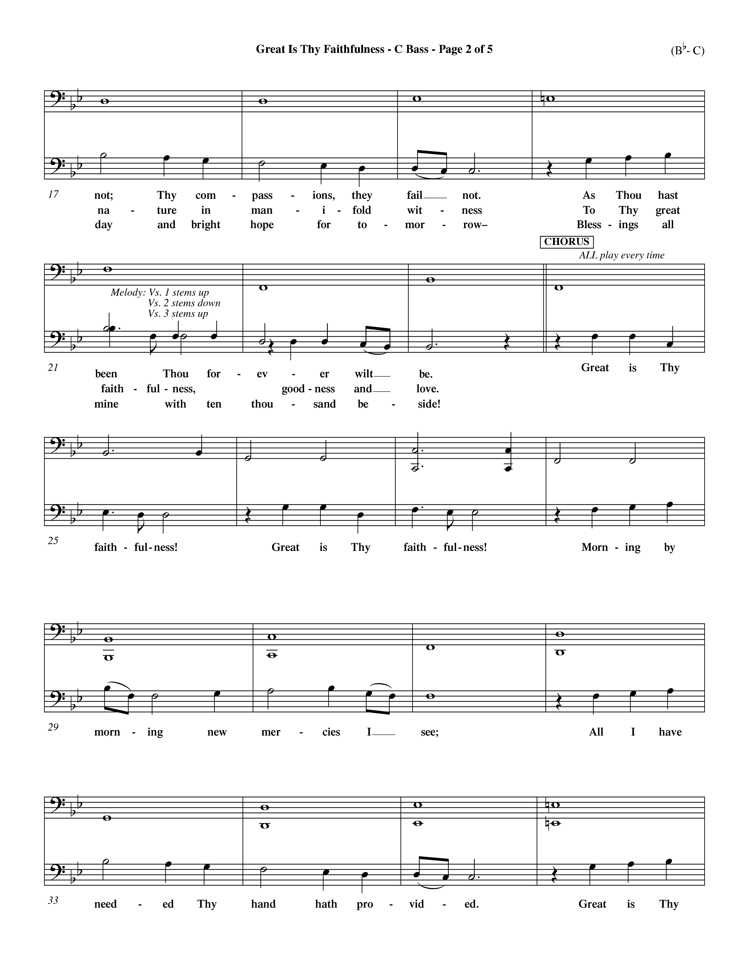 Great Is Thy Faithfulness (Choral Anthem SATB) Contrabass (Word Music Choral / Arr. John Coates / Orch. Dave Williamson / Orch. Keith Christopher)