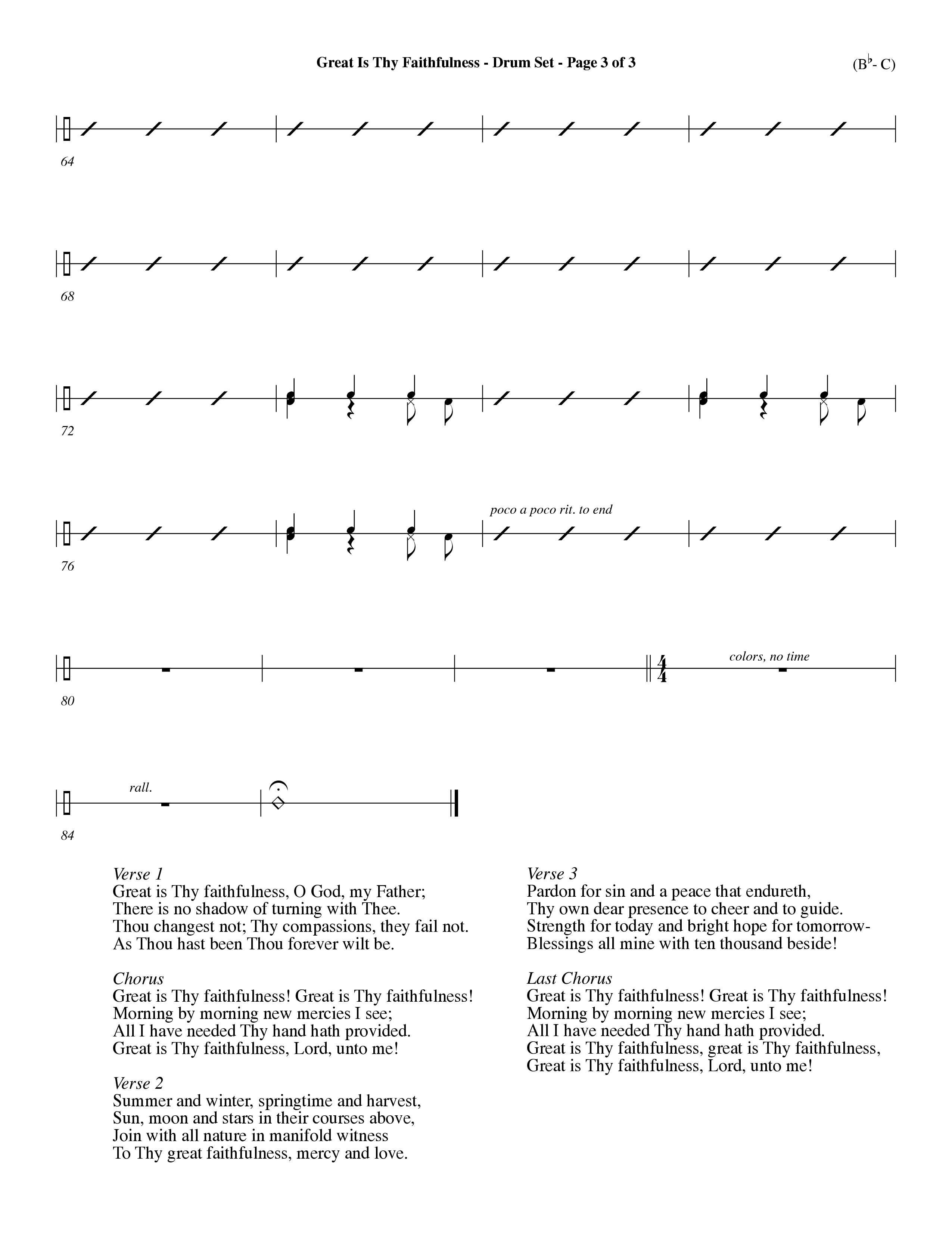 Great Is Thy Faithfulness (Choral Anthem SATB) Drum Set (Word Music Choral / Arr. John Coates / Orch. Dave Williamson / Orch. Keith Christopher)