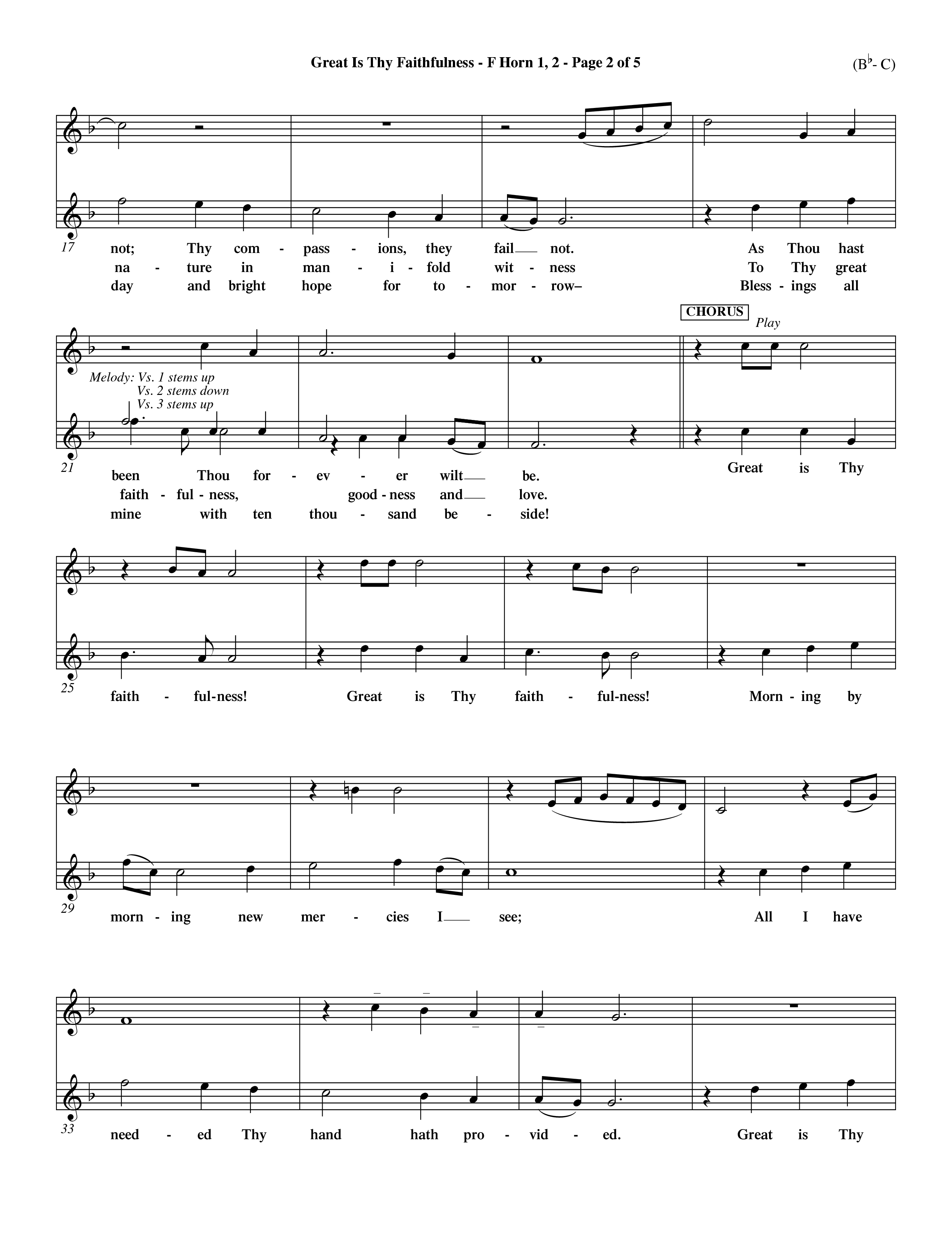 Great Is Thy Faithfulness (Choral Anthem SATB) French Horn (Word Music Choral / Arr. John Coates / Orch. Dave Williamson / Orch. Keith Christopher)