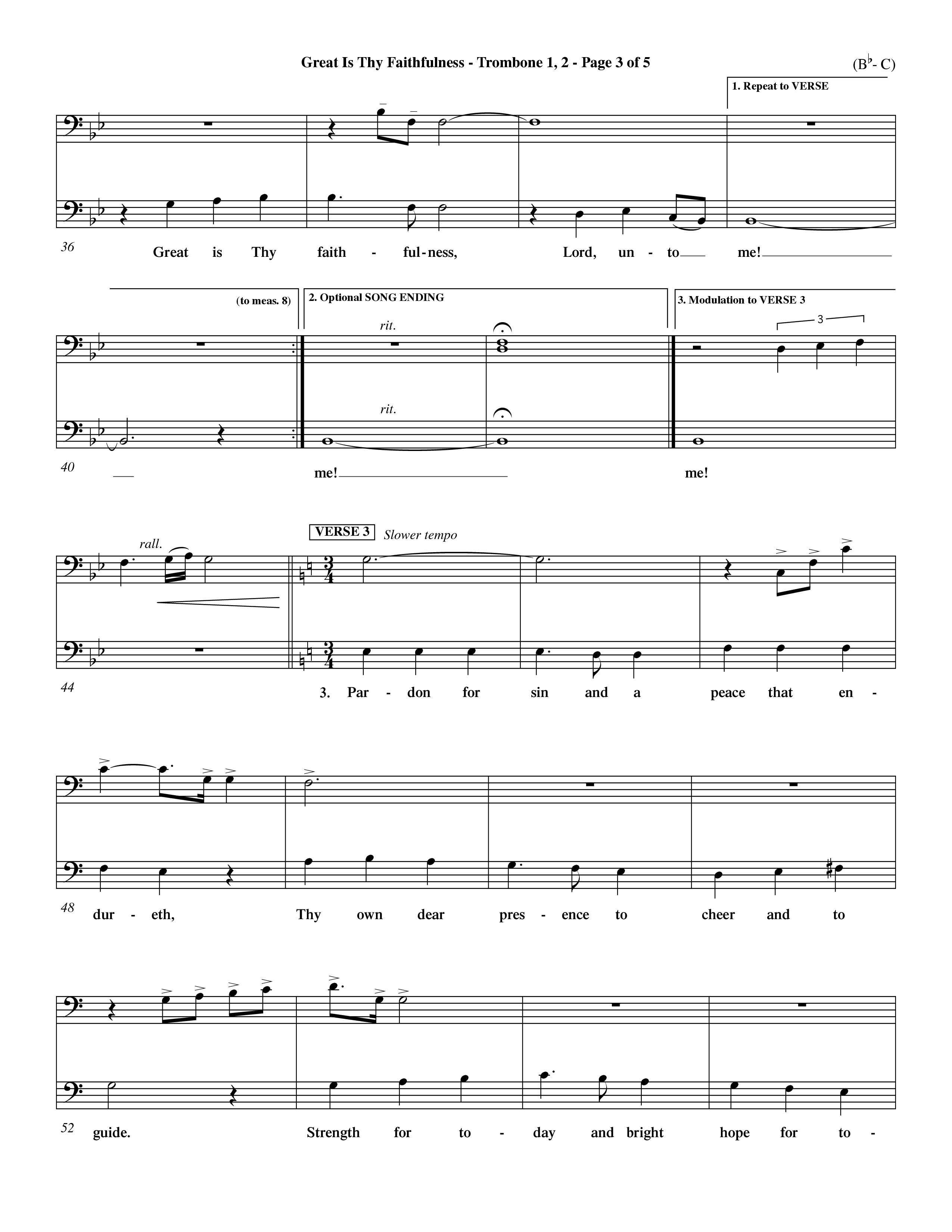 Great Is Thy Faithfulness (Choral Anthem SATB) Trombone 1/2 (Word Music Choral / Arr. John Coates / Orch. Dave Williamson / Orch. Keith Christopher)
