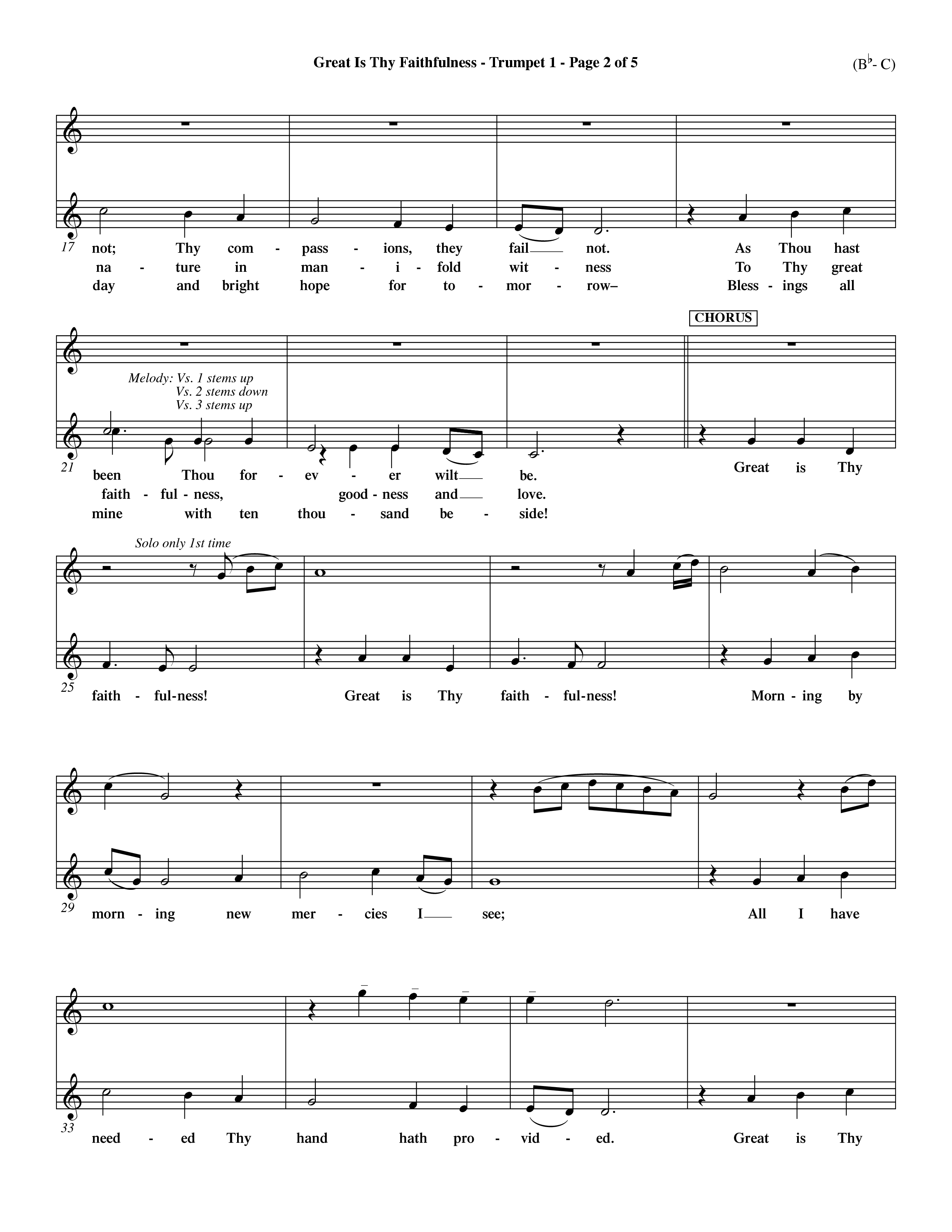 Great Is Thy Faithfulness (Choral Anthem SATB) Trumpet 1 (Word Music Choral / Arr. John Coates / Orch. Dave Williamson / Orch. Keith Christopher)