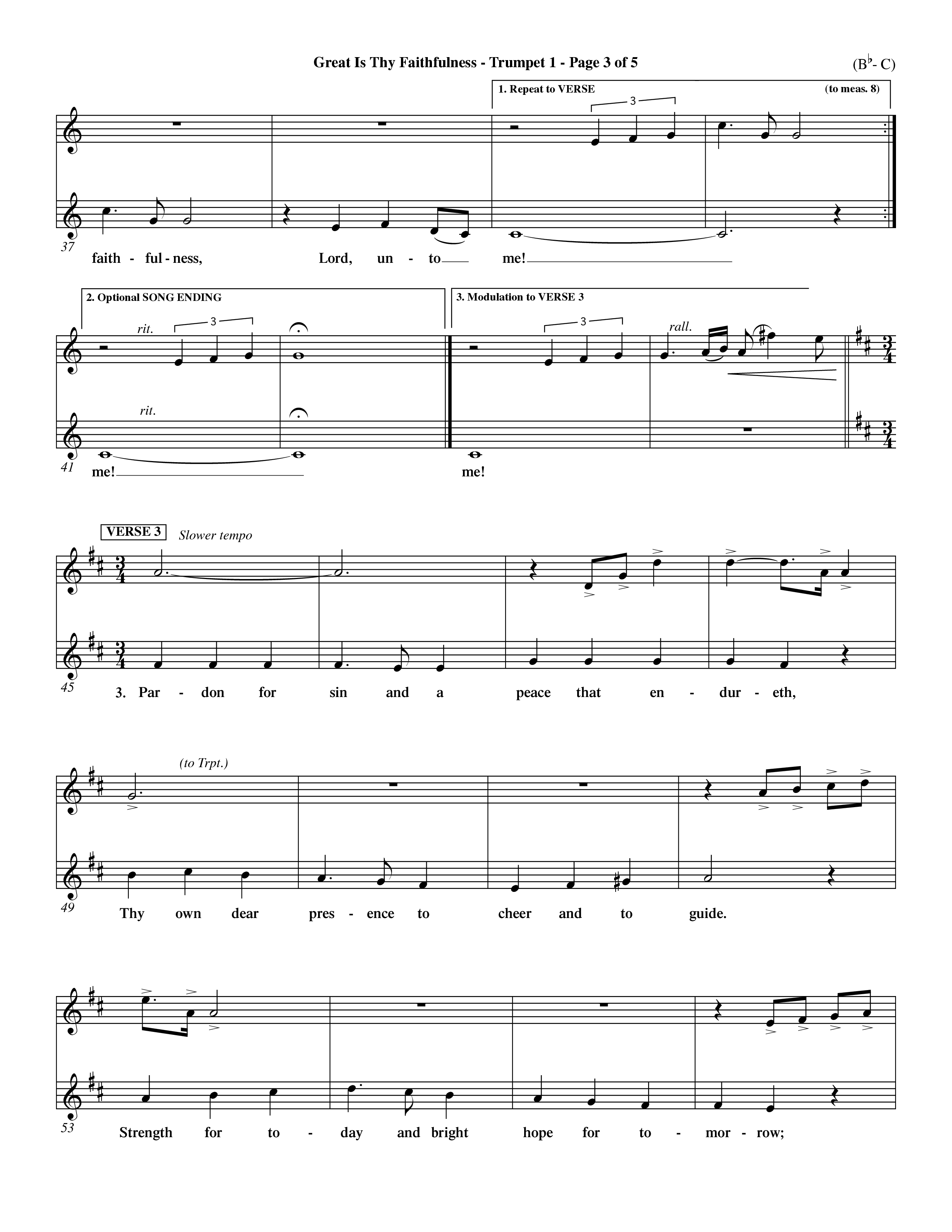 Great Is Thy Faithfulness (Choral Anthem SATB) Trumpet 1 (Word Music Choral / Arr. John Coates / Orch. Dave Williamson / Orch. Keith Christopher)