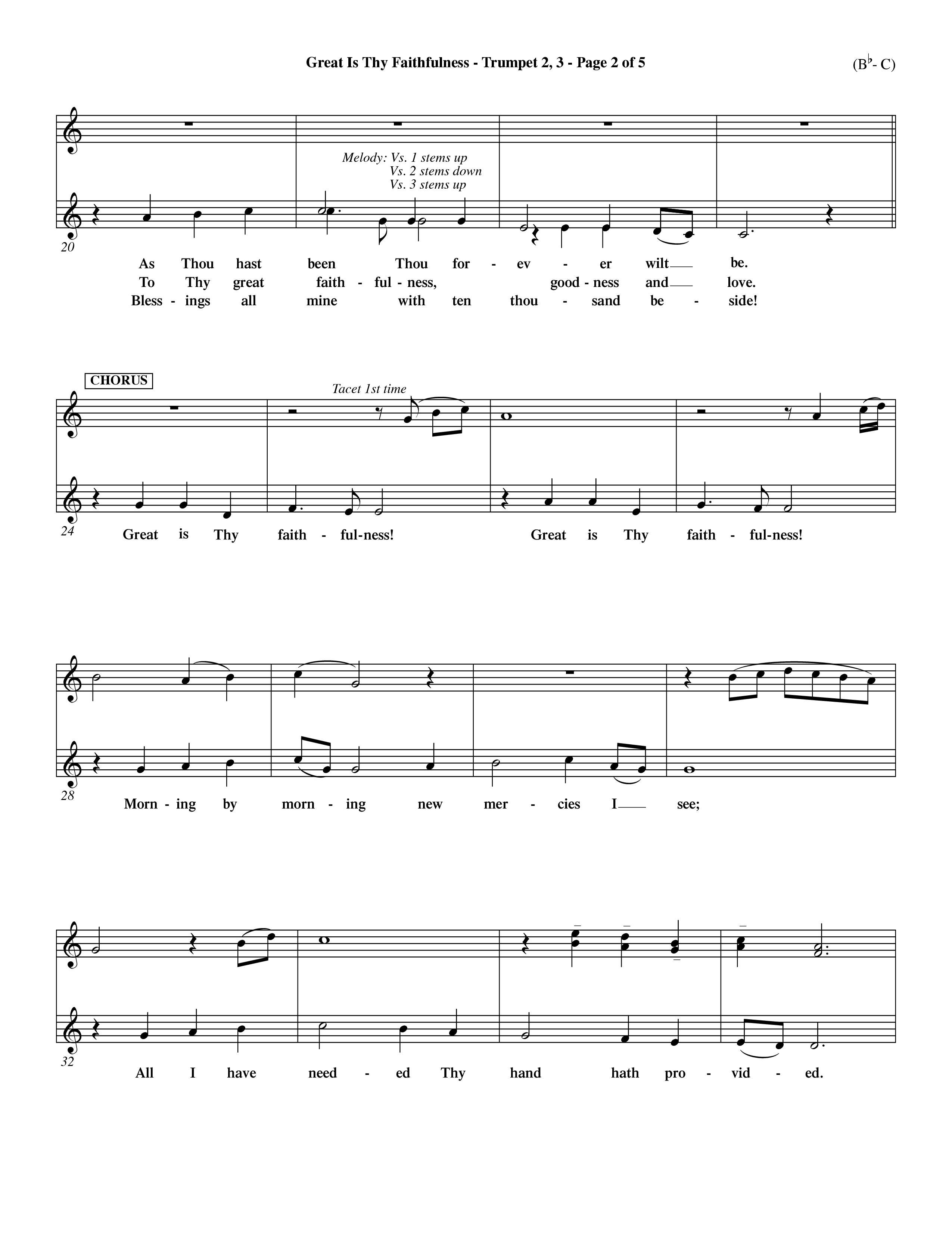 Great Is Thy Faithfulness (Choral Anthem SATB) Trumpet 2/3 (Word Music Choral / Arr. John Coates / Orch. Dave Williamson / Orch. Keith Christopher)