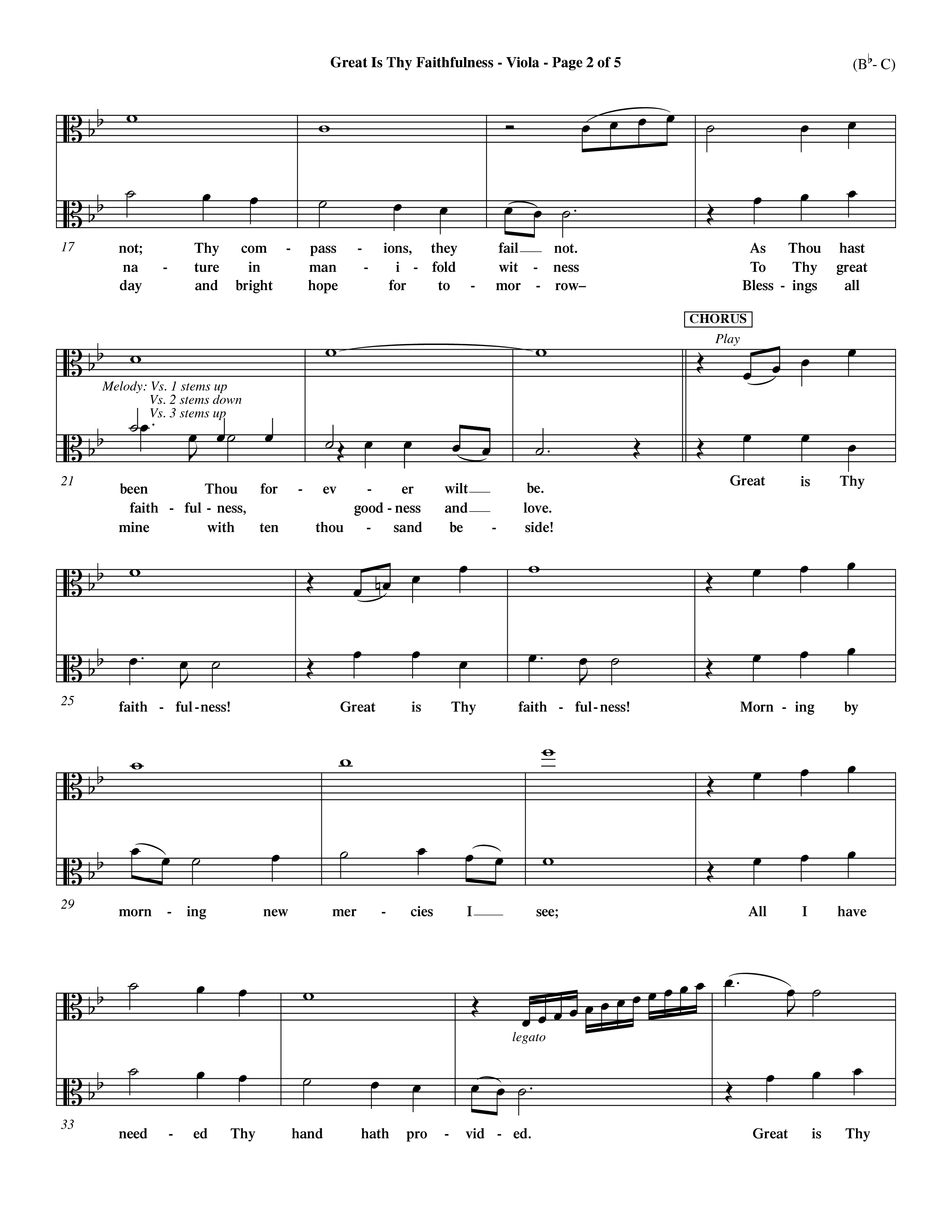 Great Is Thy Faithfulness (Choral Anthem SATB) Viola (Word Music Choral / Arr. John Coates / Orch. Dave Williamson / Orch. Keith Christopher)