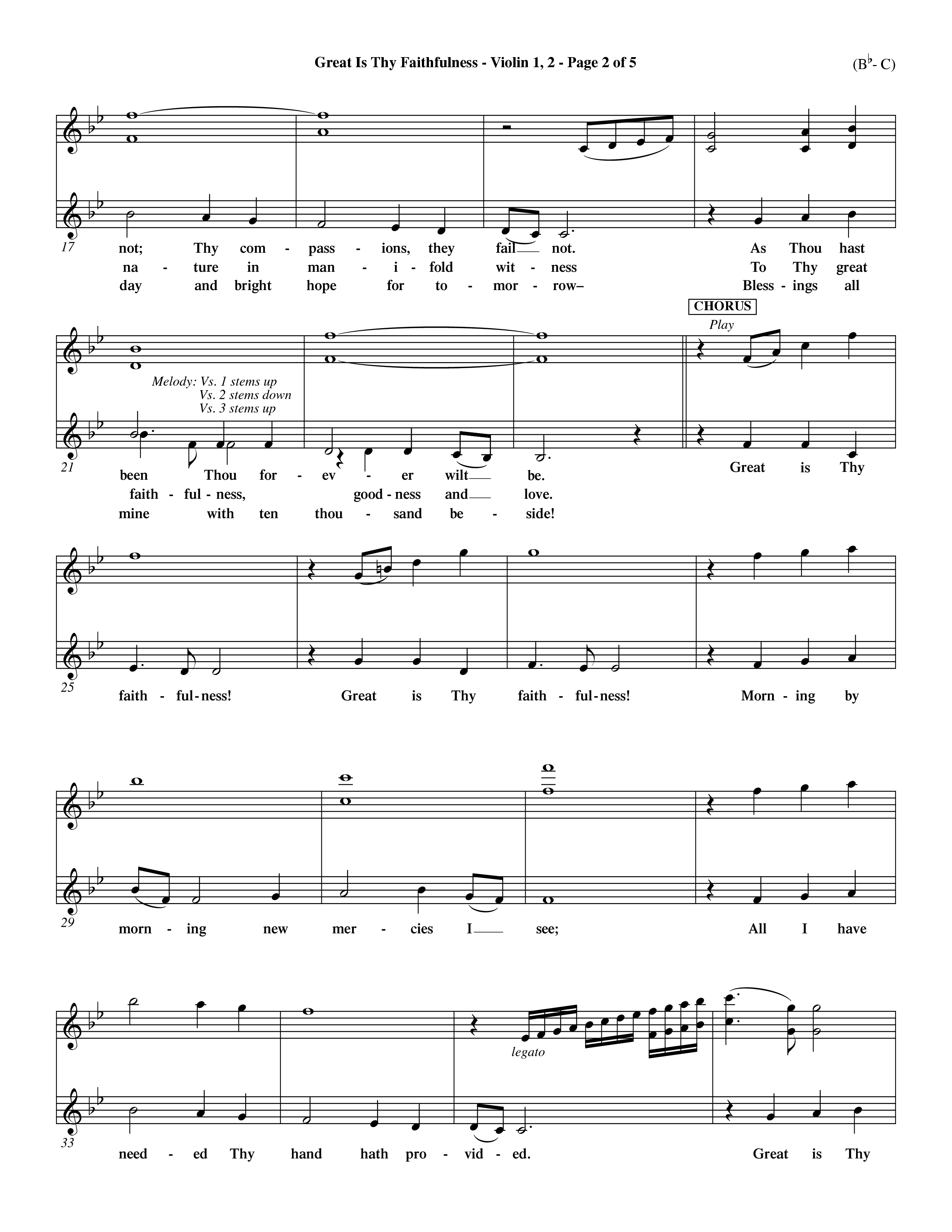 Great Is Thy Faithfulness (Choral Anthem SATB) Violin 1/2 (Word Music Choral / Arr. John Coates / Orch. Dave Williamson / Orch. Keith Christopher)