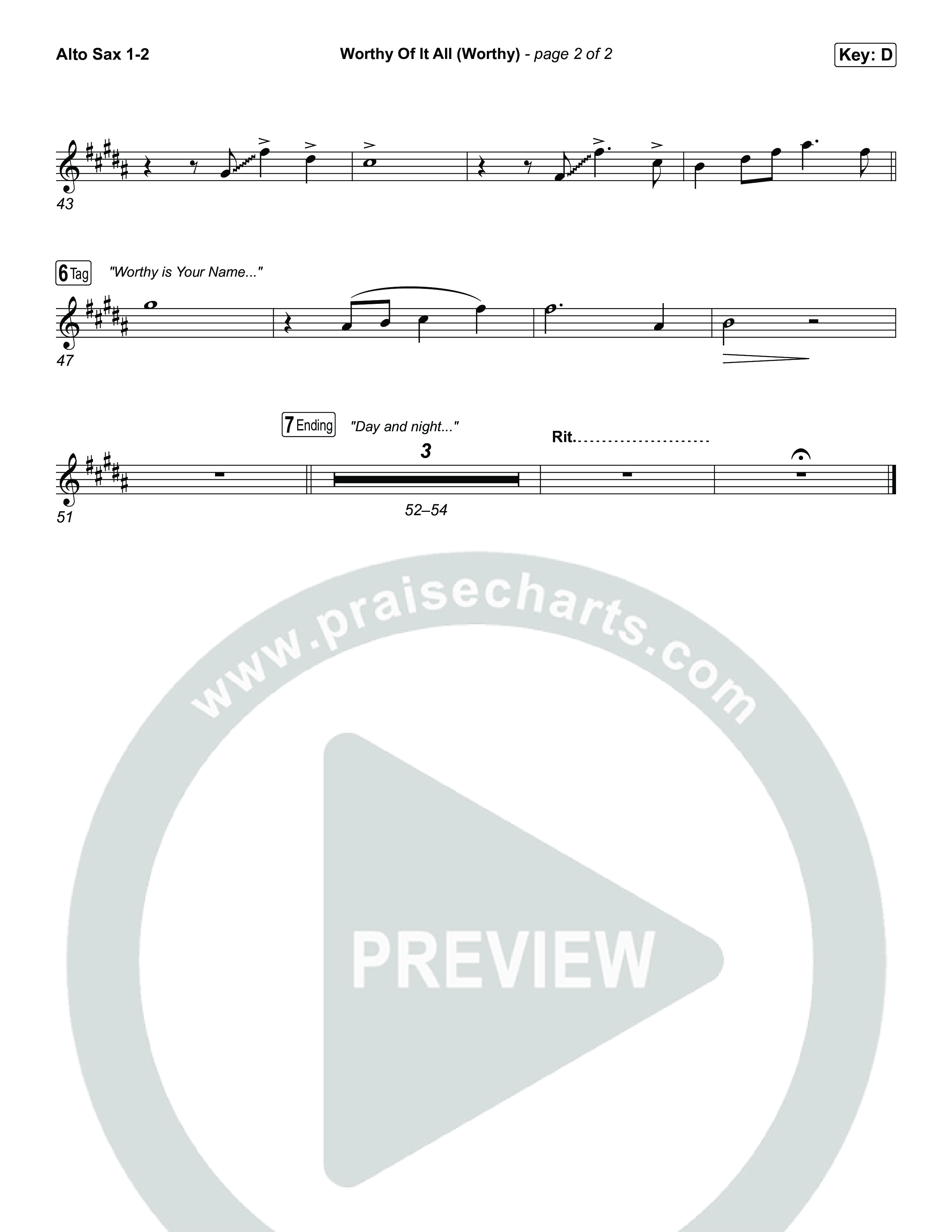 Worthy Of It All (Worthy) Alto Sax 1,2 (CeCe Winans)