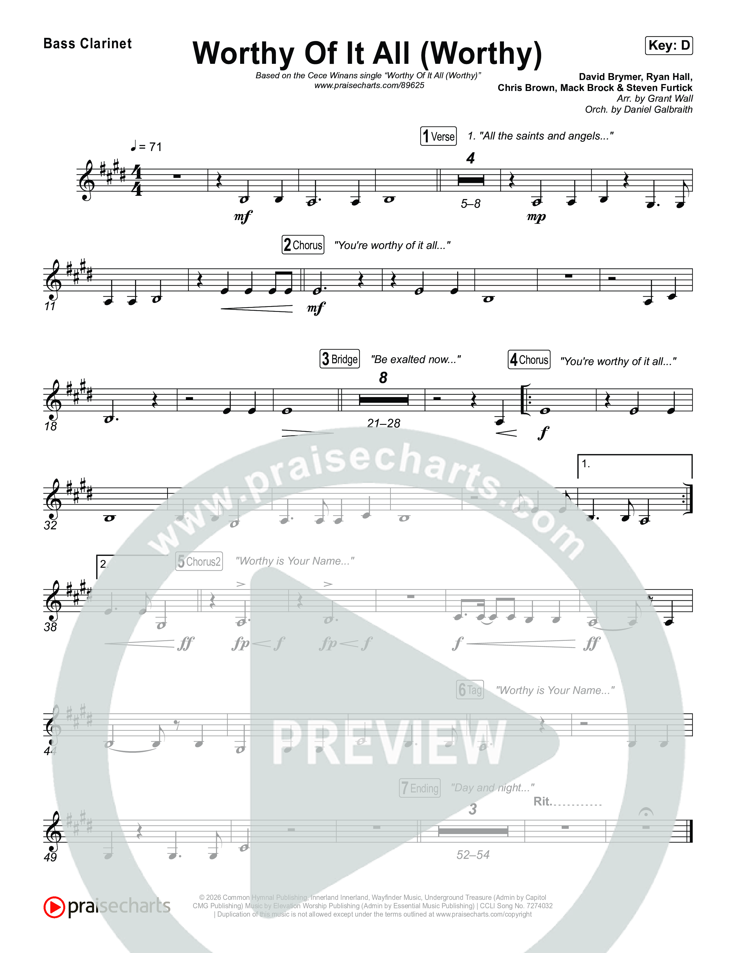 Worthy Of It All (Worthy) Bass Clarinet (CeCe Winans)