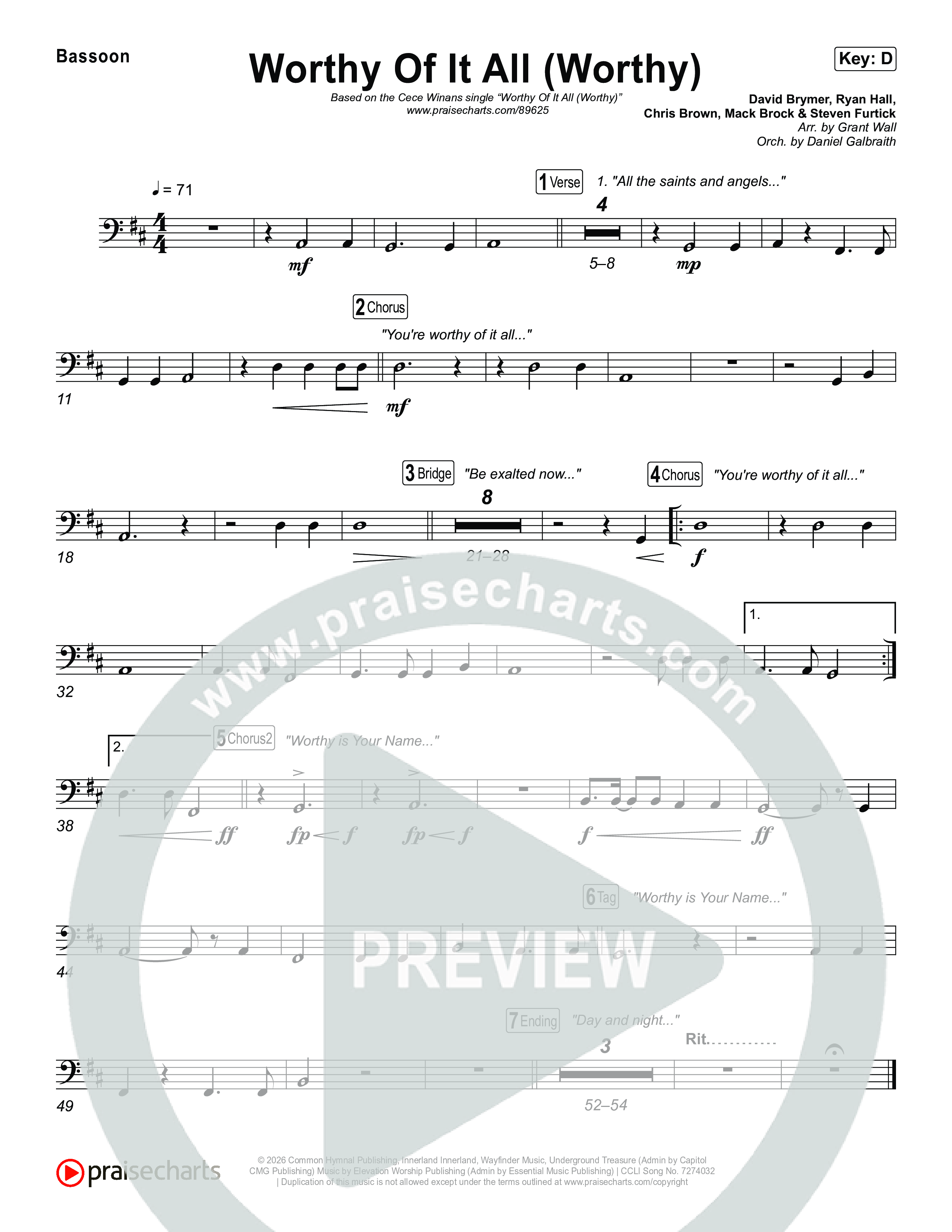 Worthy Of It All (Worthy) Bassoon (CeCe Winans)