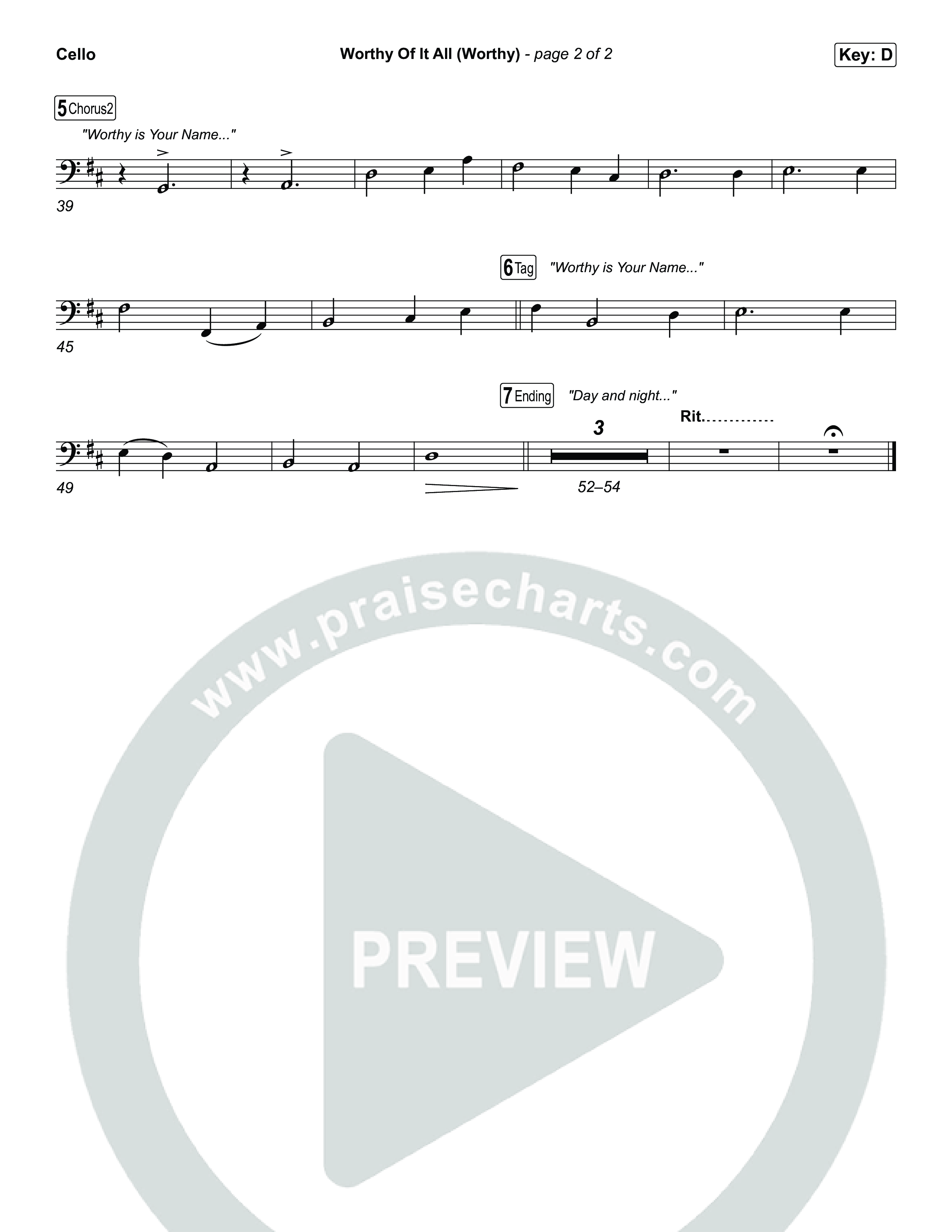 Worthy Of It All (Worthy) Cello (CeCe Winans)