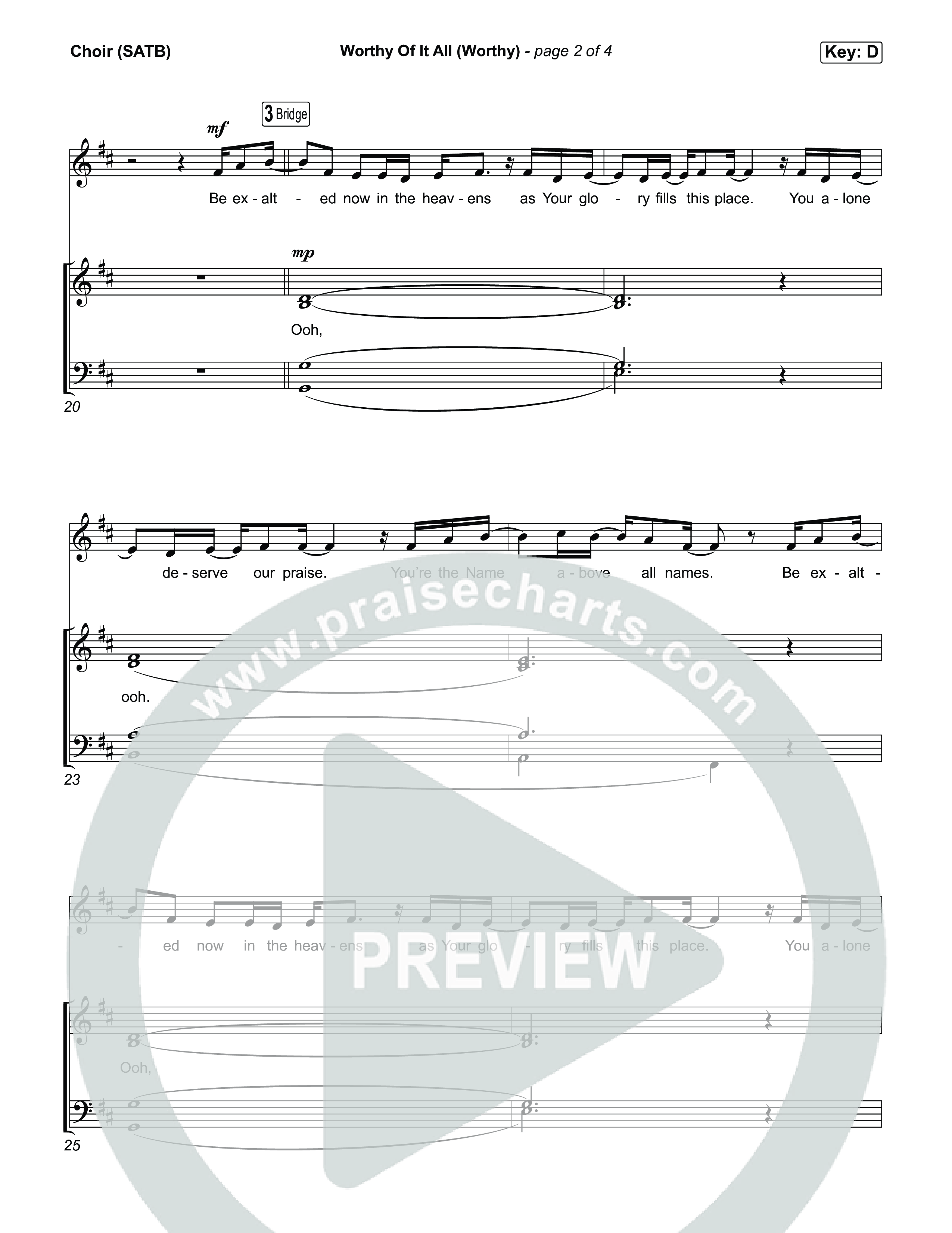 Worthy Of It All (Worthy) Choir Sheet (SATB) (CeCe Winans)