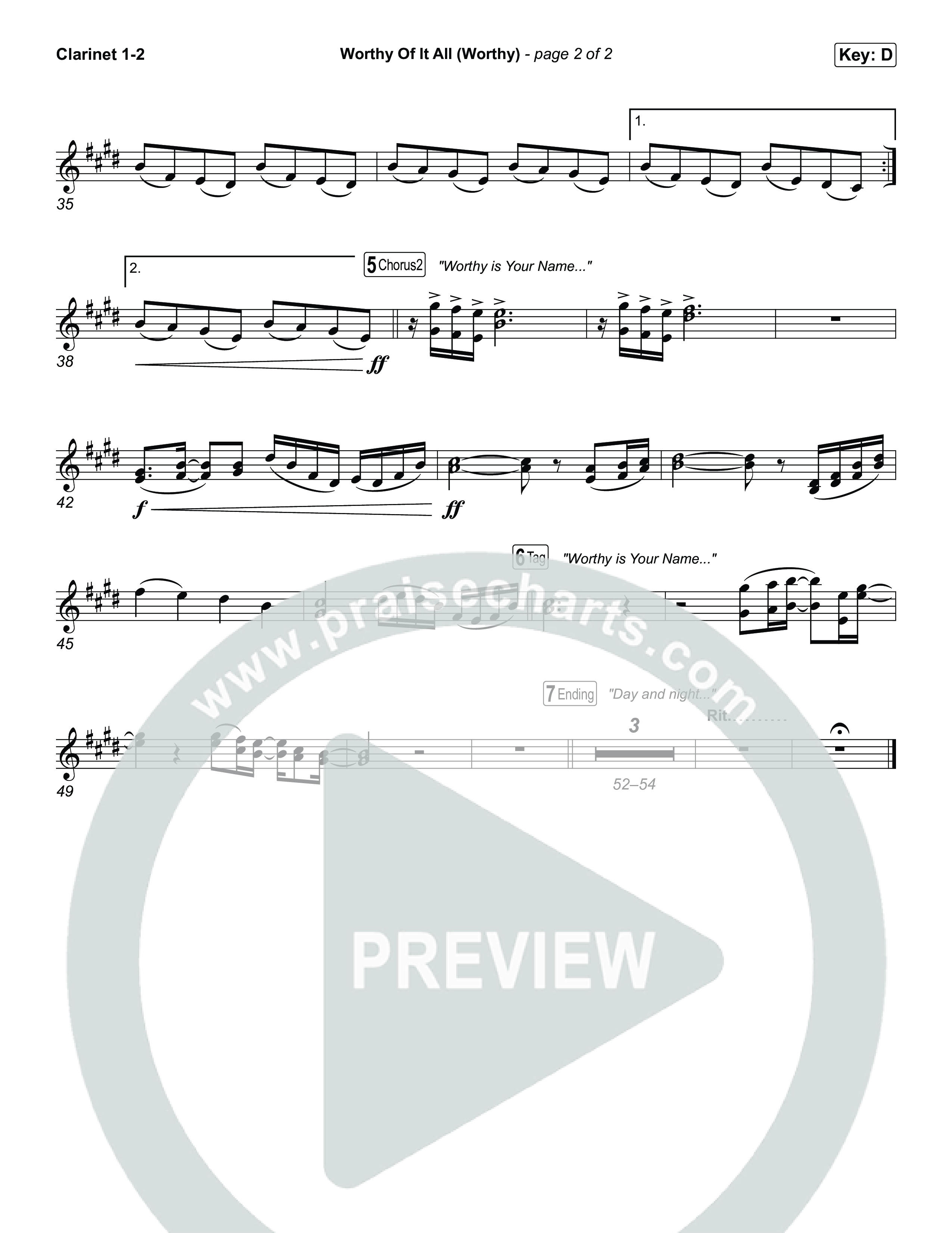 Worthy Of It All (Worthy) Clarinet 1/2 (CeCe Winans)