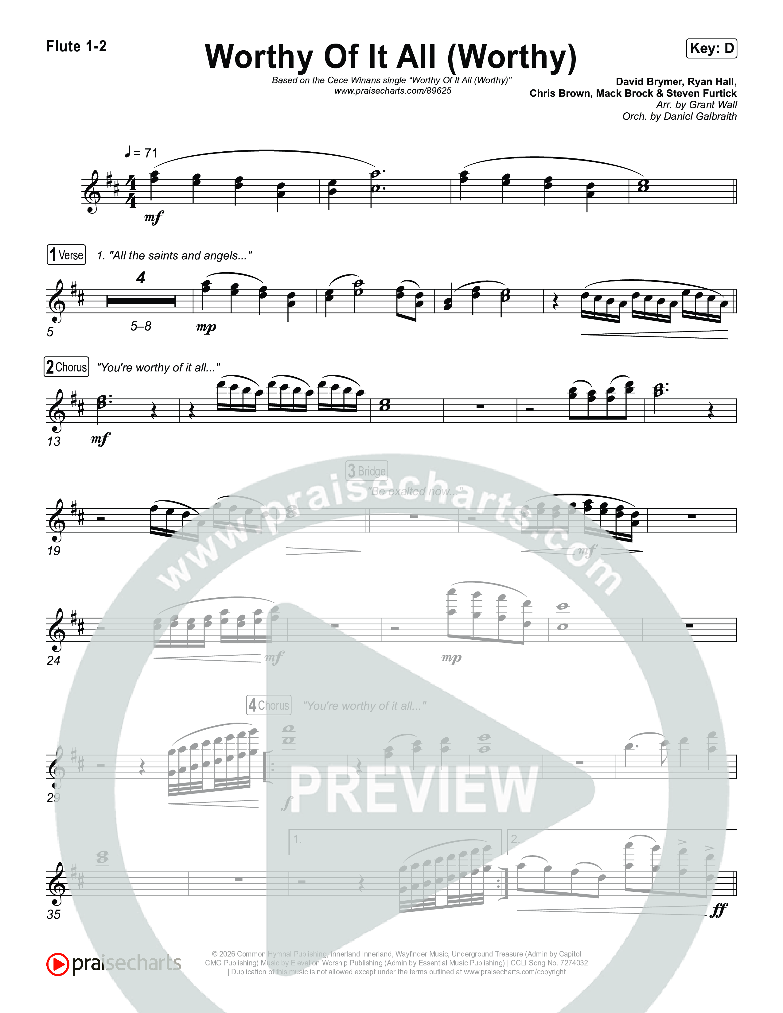 Worthy Of It All (Worthy) Flute 1,2 (CeCe Winans)