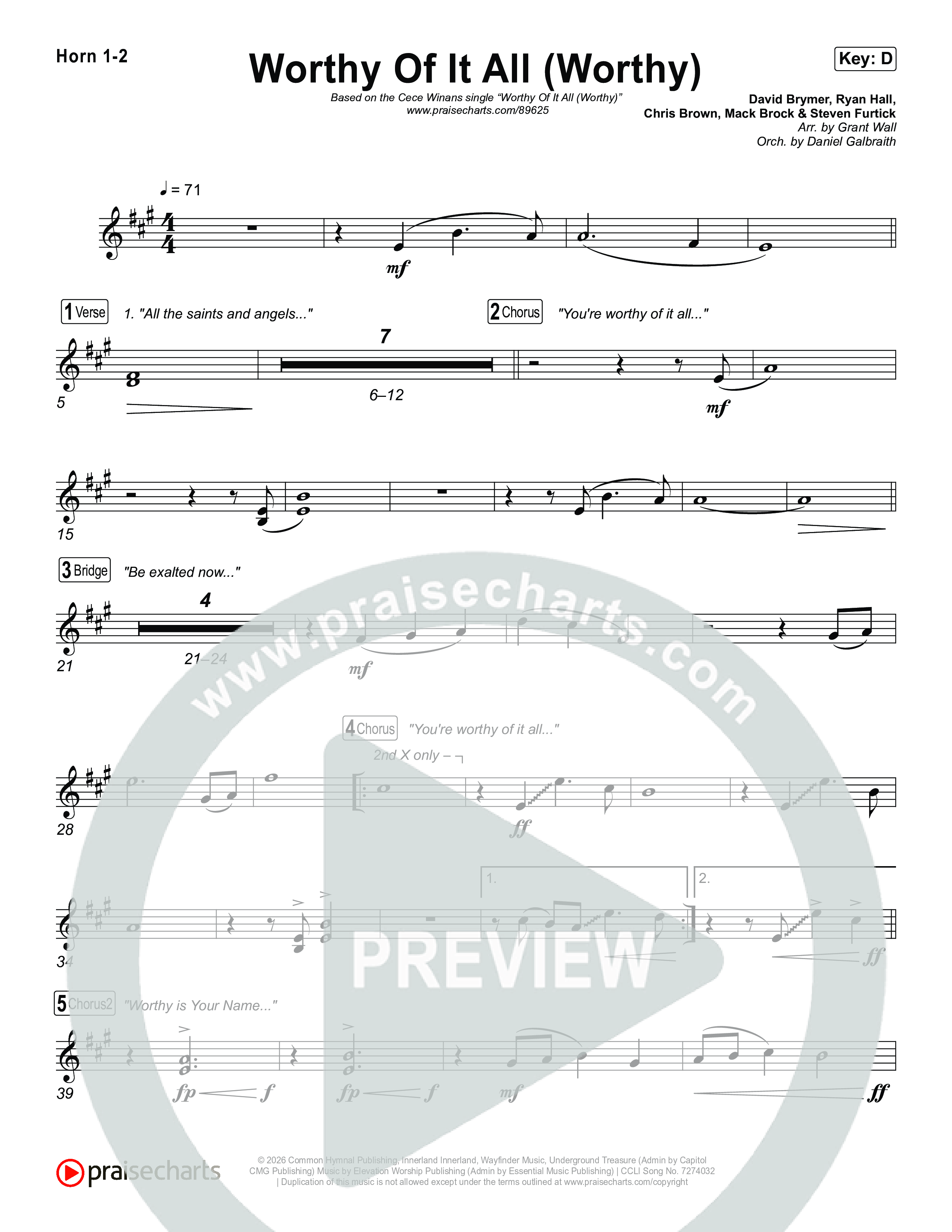 Worthy Of It All (Worthy) French Horn 1,2 (CeCe Winans)