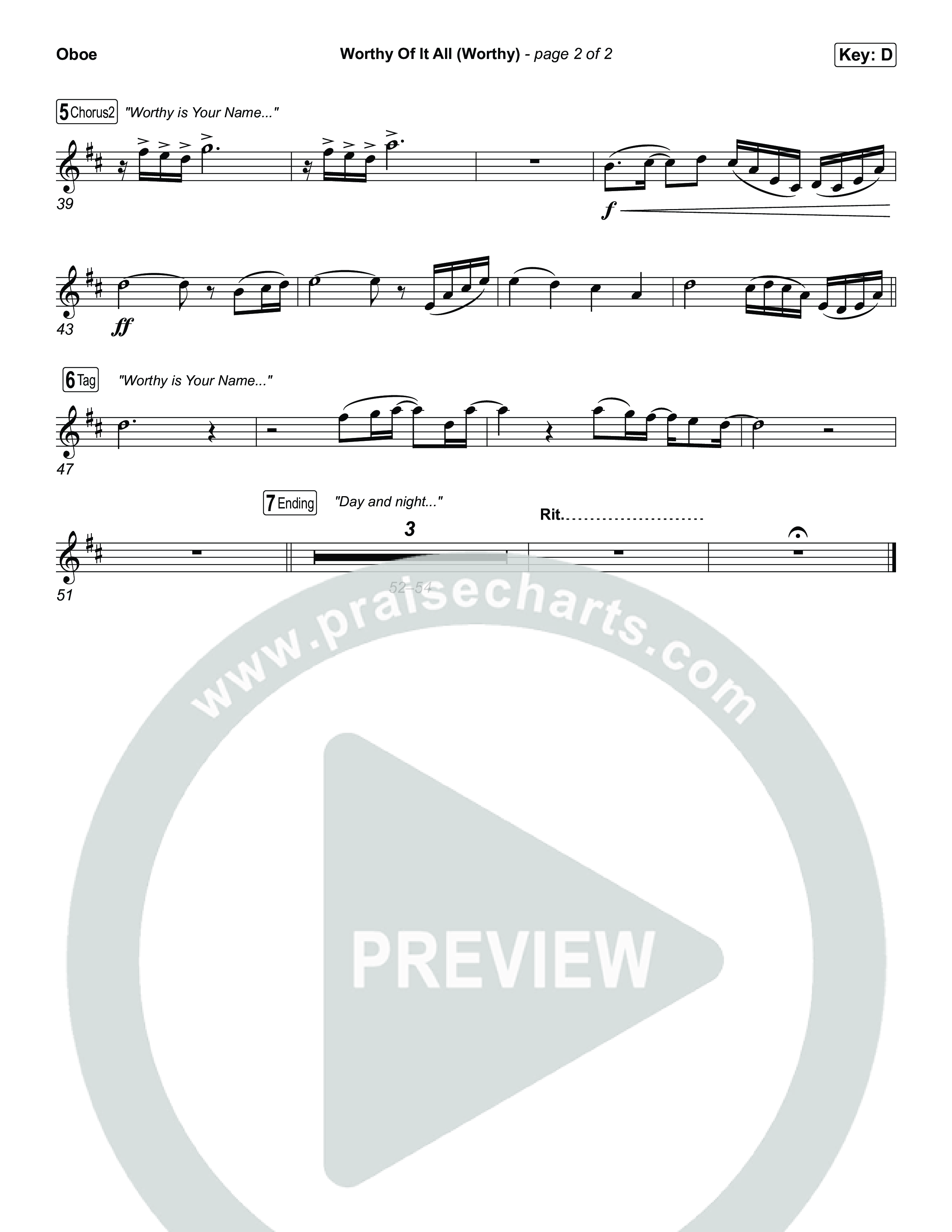 Worthy Of It All (Worthy) Oboe (CeCe Winans)