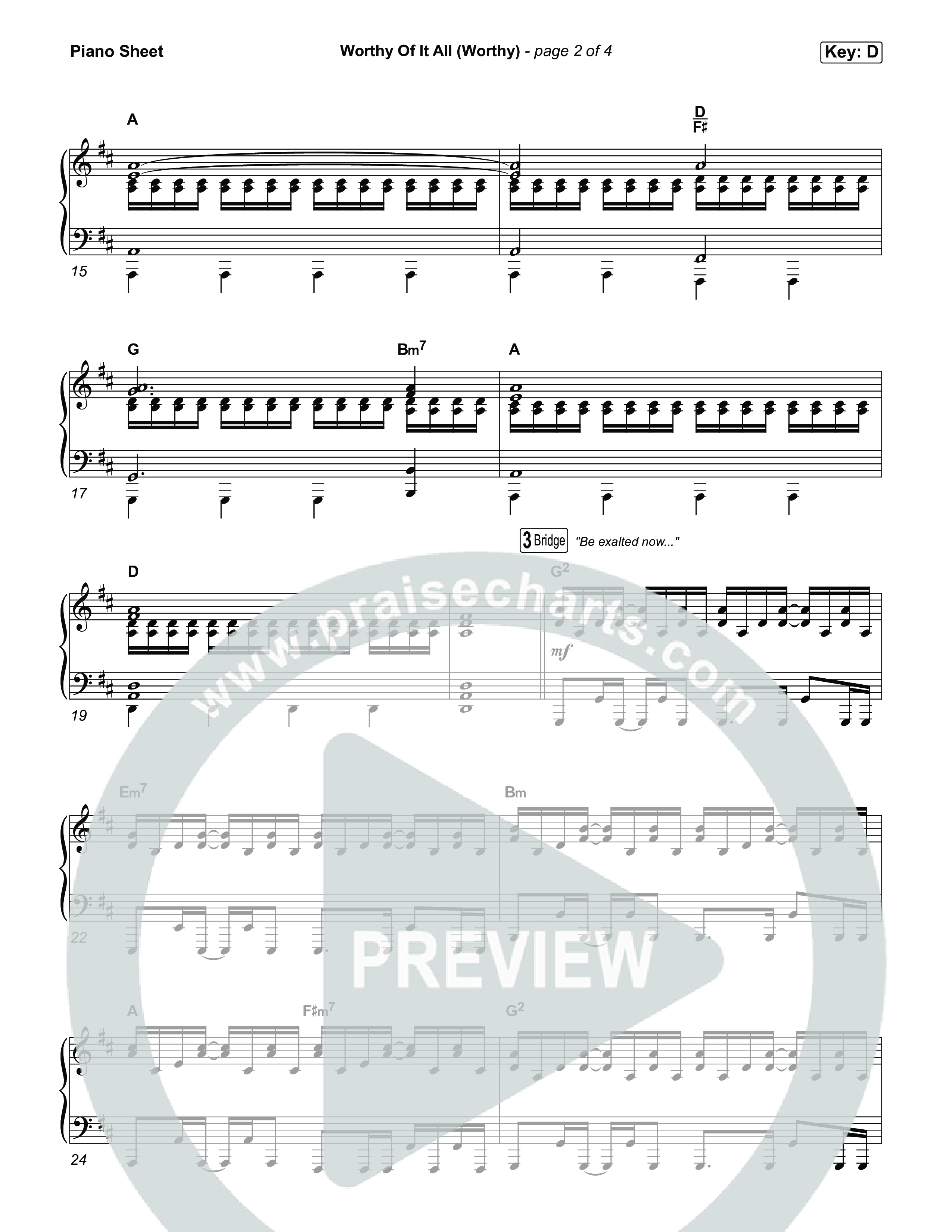 Worthy Of It All (Worthy) Piano Sheet (CeCe Winans)