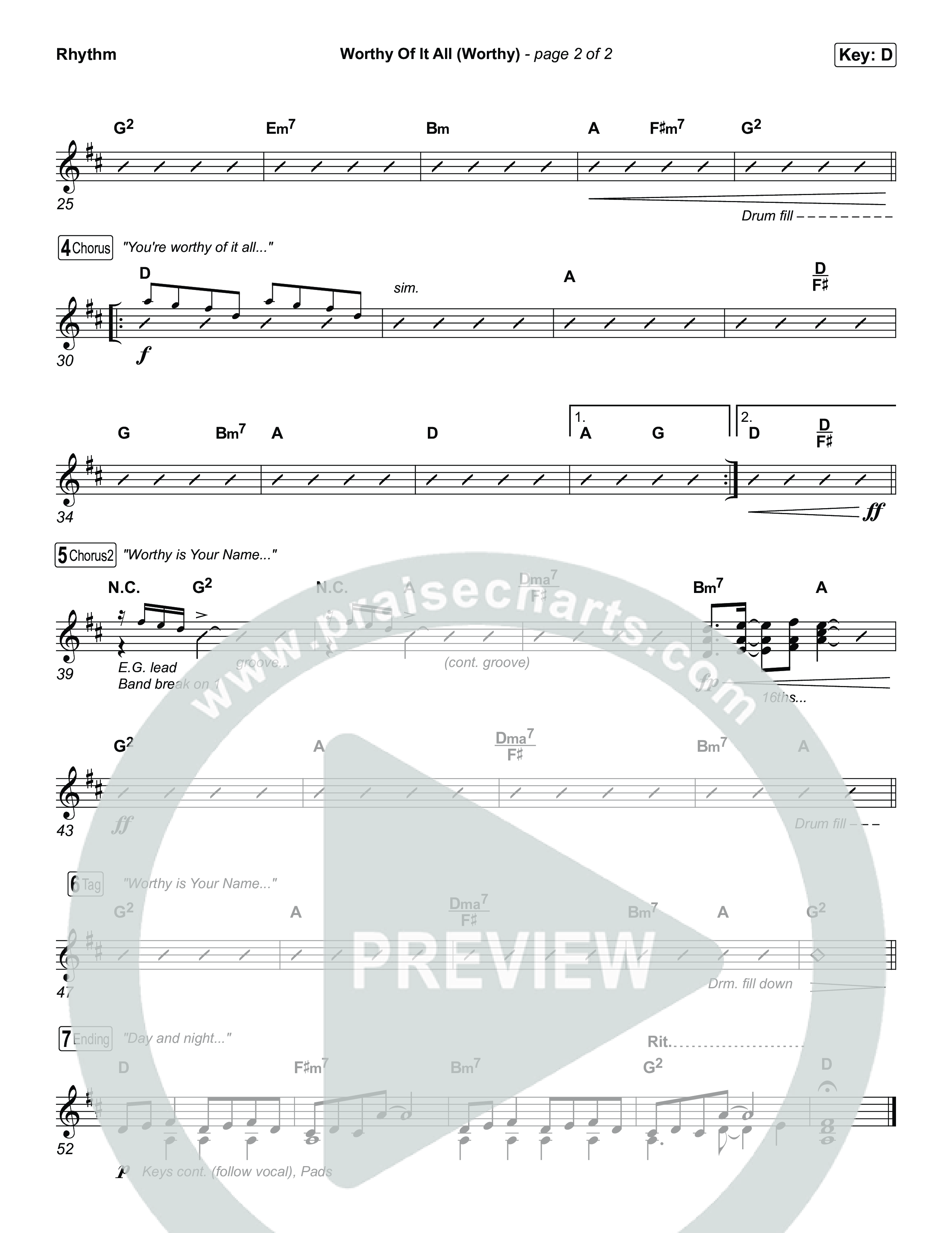 Worthy Of It All (Worthy) Rhythm Chart (CeCe Winans)