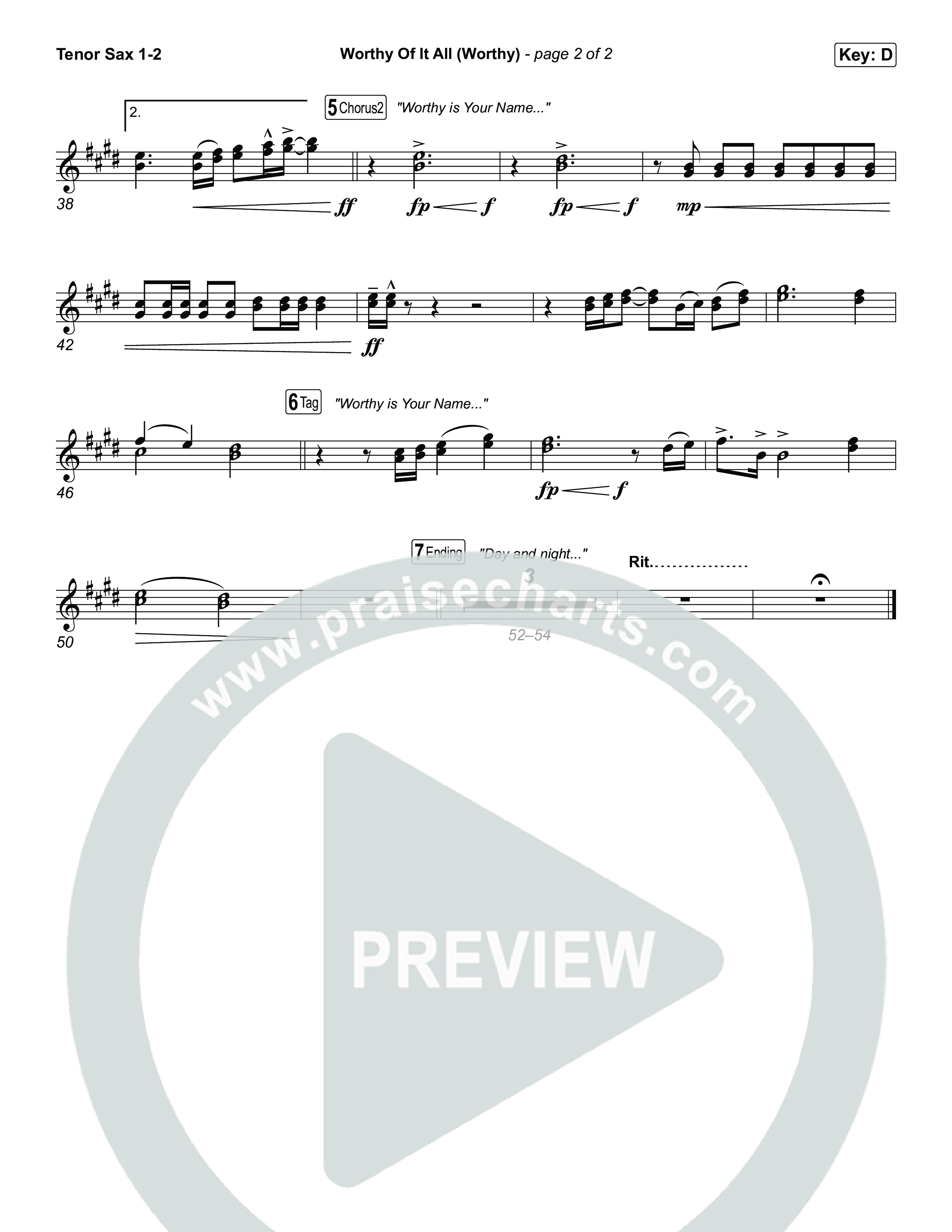 Worthy Of It All (Worthy) Tenor Sax 1,2 (CeCe Winans)