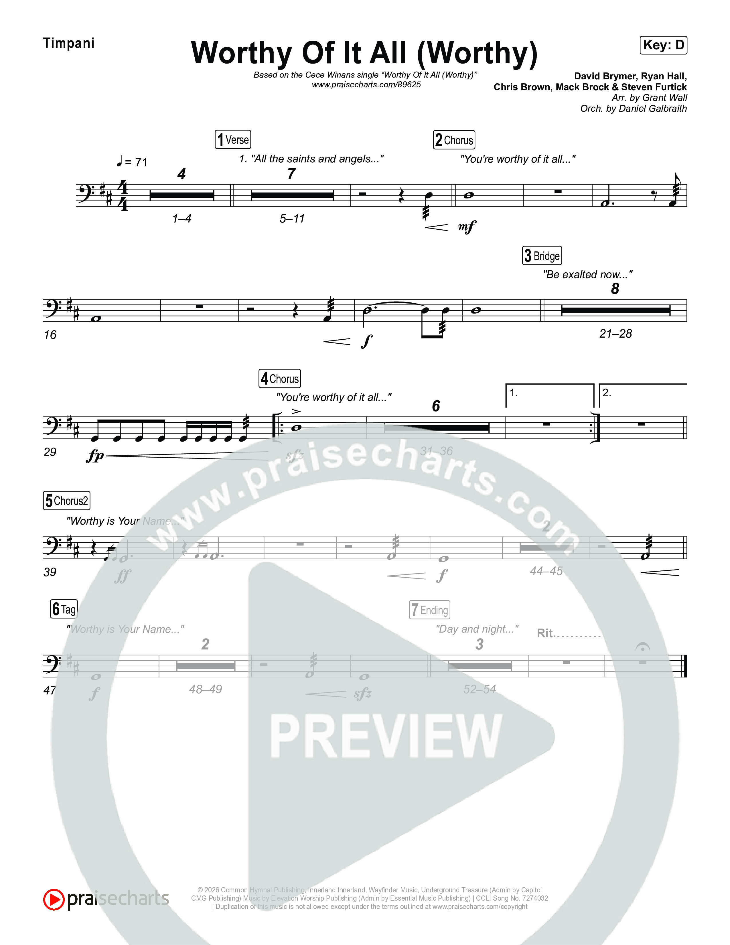 Worthy Of It All (Worthy) Timpani (CeCe Winans)