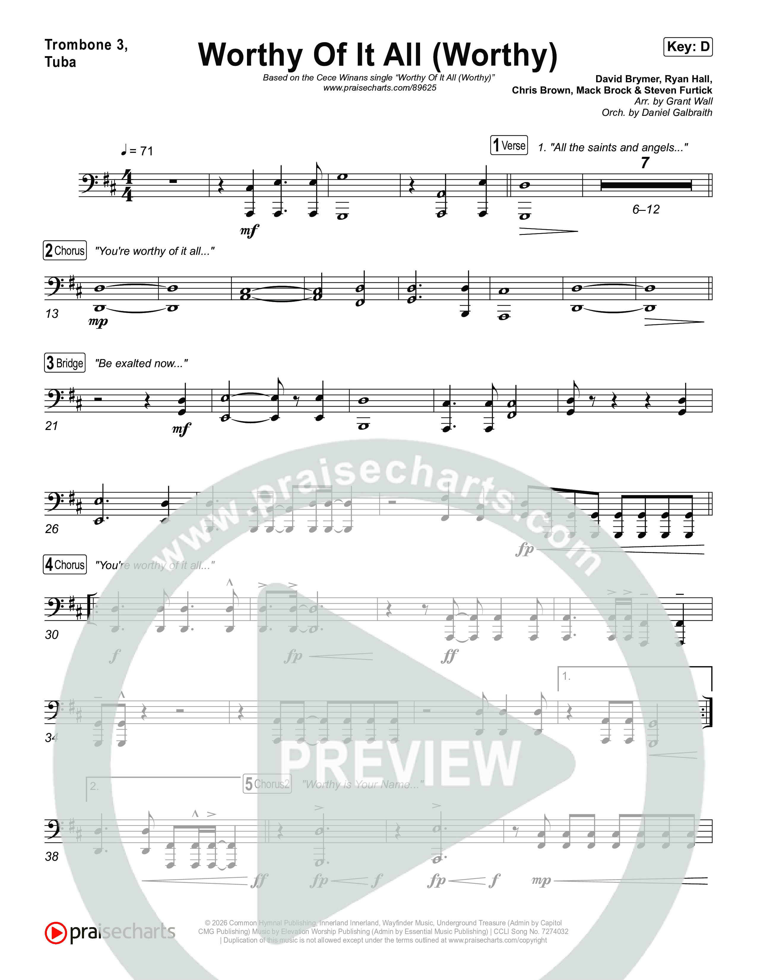 Worthy Of It All (Worthy) Trombone 3/Tuba (CeCe Winans)