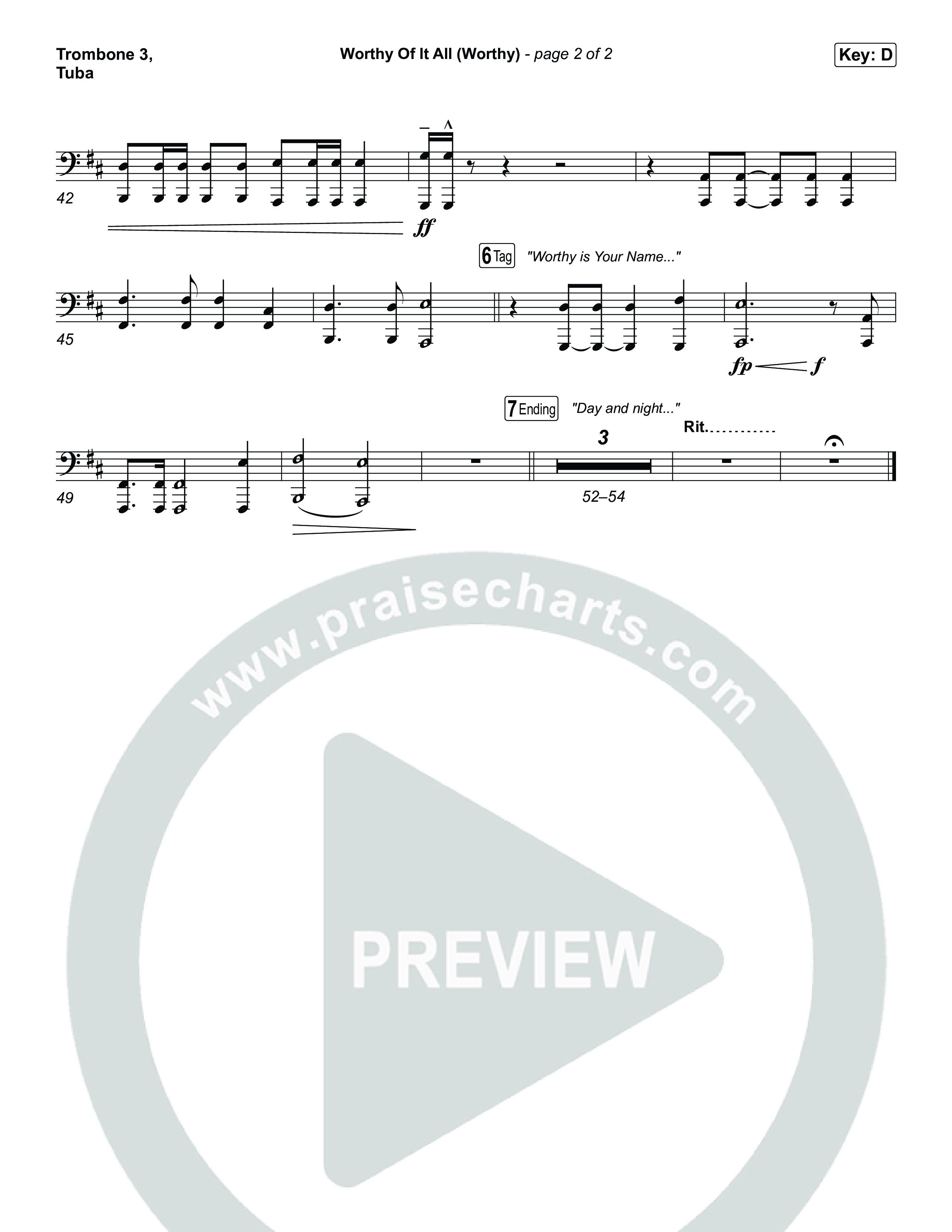 Worthy Of It All (Worthy) Trombone 3/Tuba (CeCe Winans)