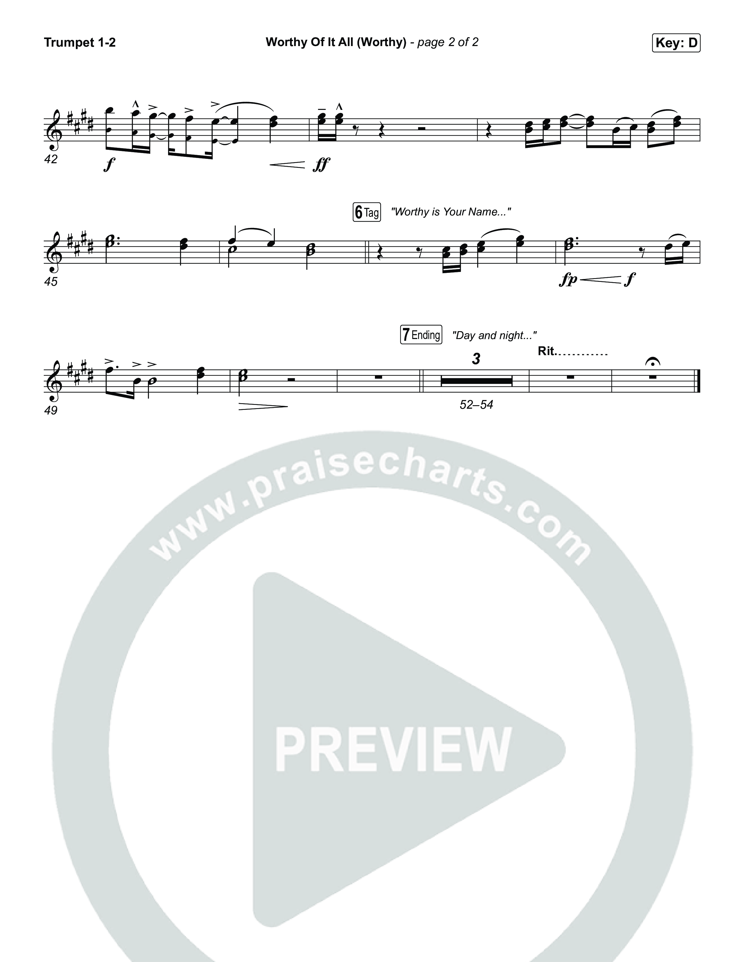 Worthy Of It All (Worthy) Trumpet 1,2 (CeCe Winans)