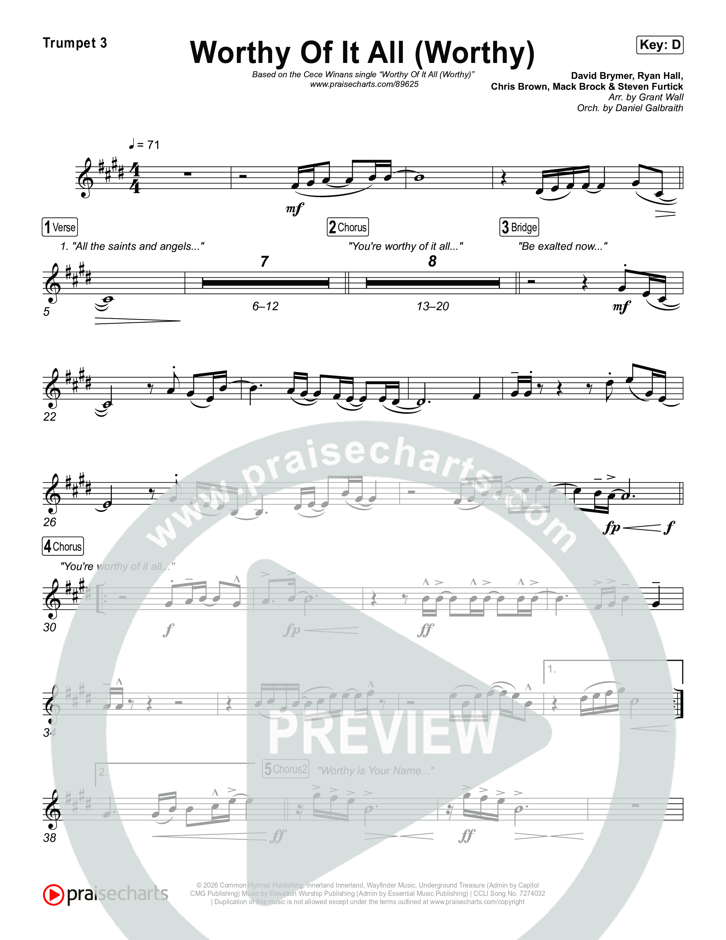 Worthy Of It All (Worthy) Trumpet 1,2 (CeCe Winans)