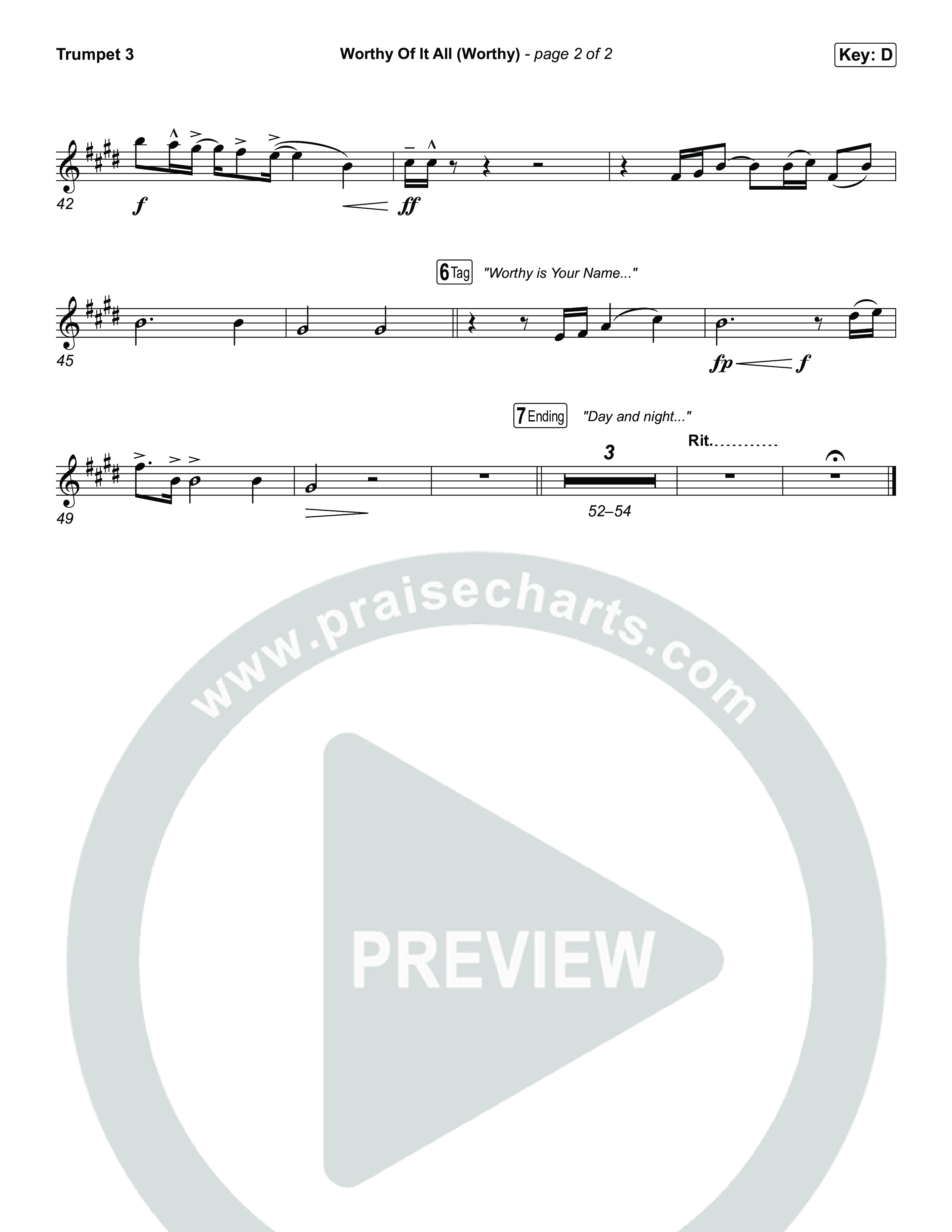 Worthy Of It All (Worthy) Trumpet 3 (CeCe Winans)