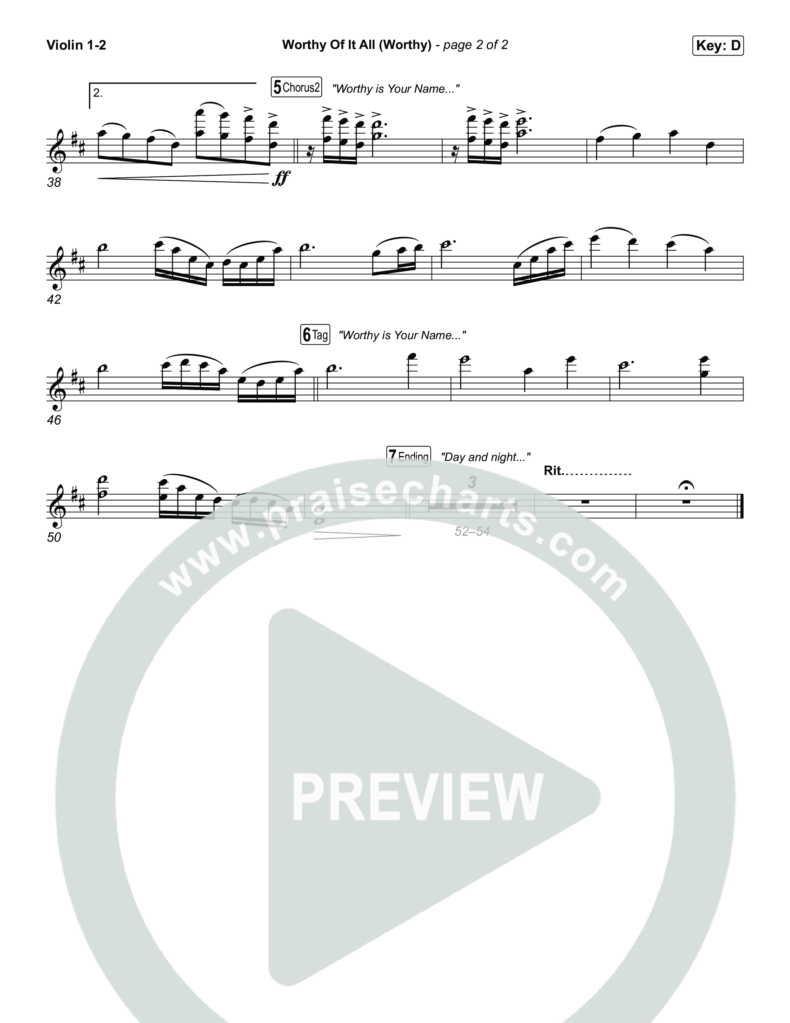 Worthy Of It All (Worthy) Violin 1,2 (CeCe Winans)