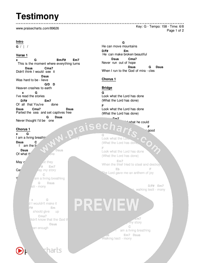 Testimony Chords & Lyrics ()