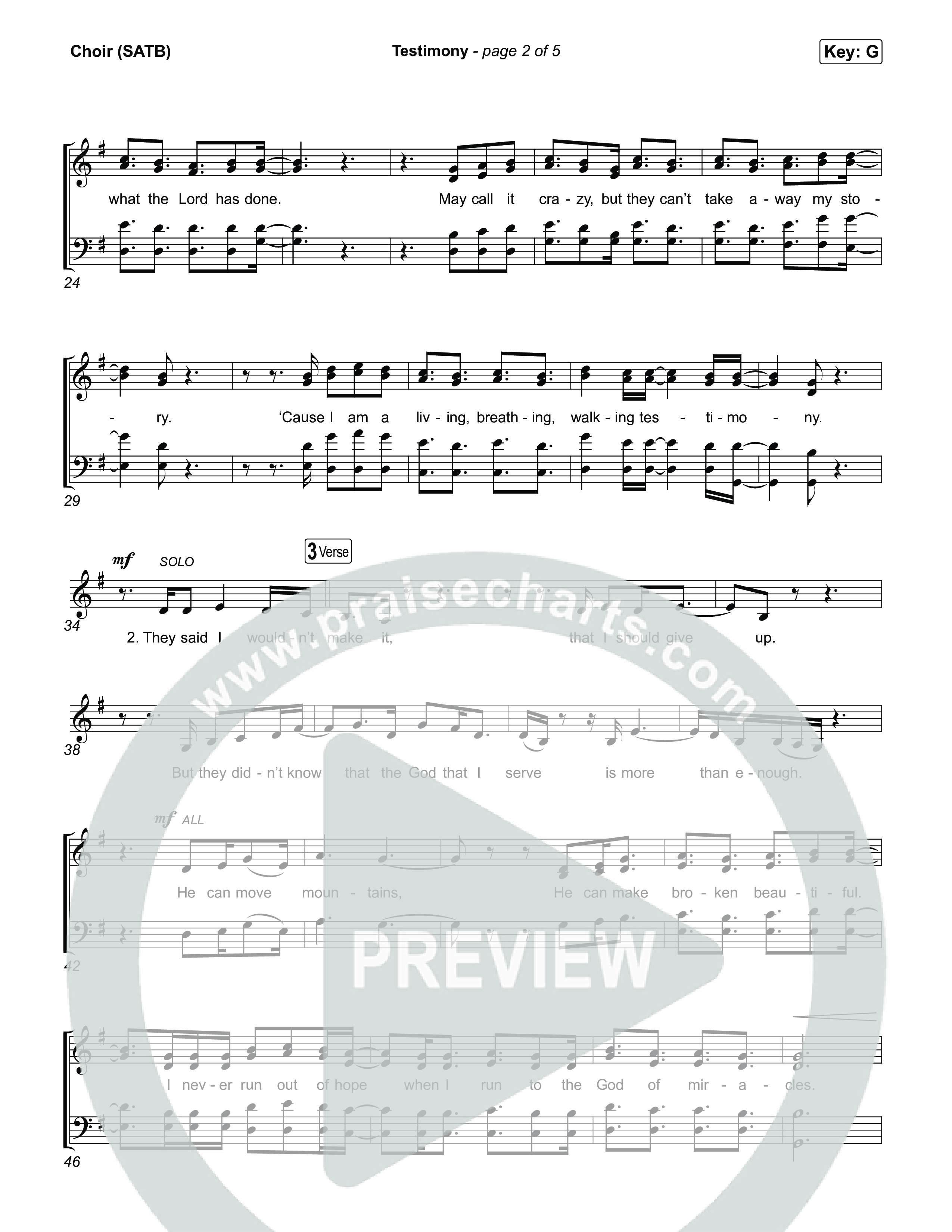 Testimony Choir Sheet (SATB) (Terrian)