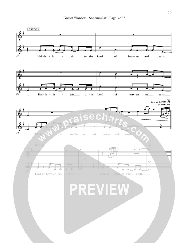 God Of Wonders Bari Sax (Mark Byrd)