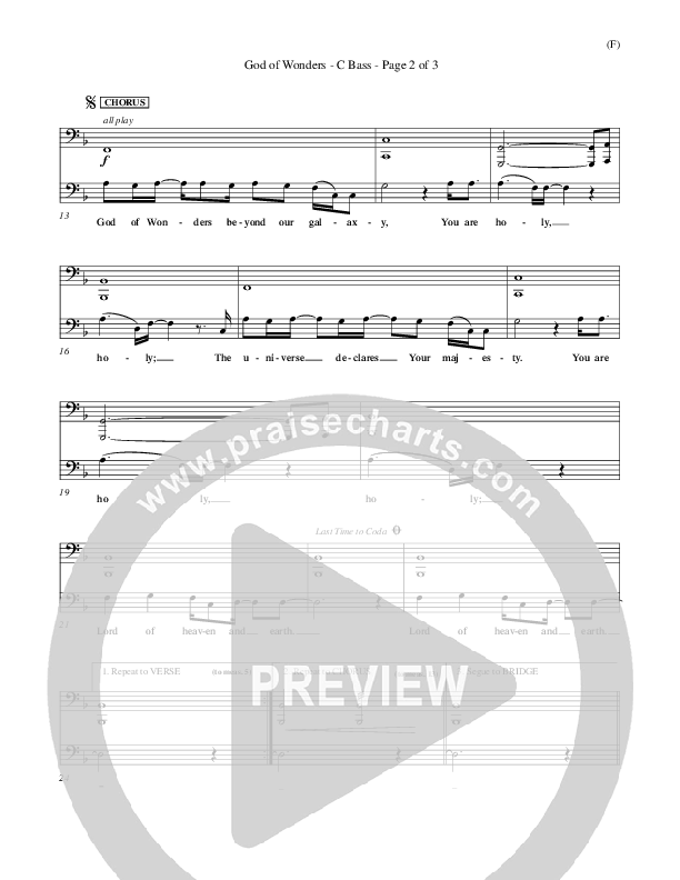 God Of Wonders Contrabass (Mark Byrd)