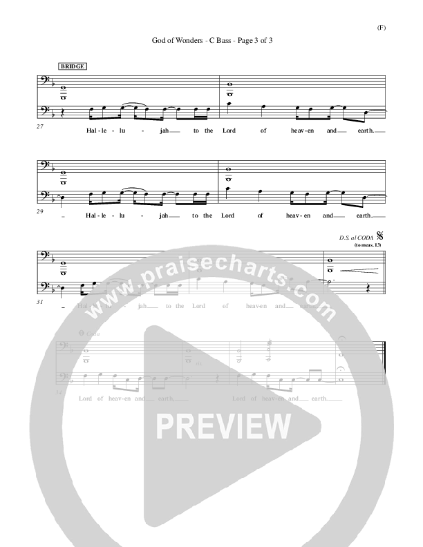 God Of Wonders Contrabass (Mark Byrd)