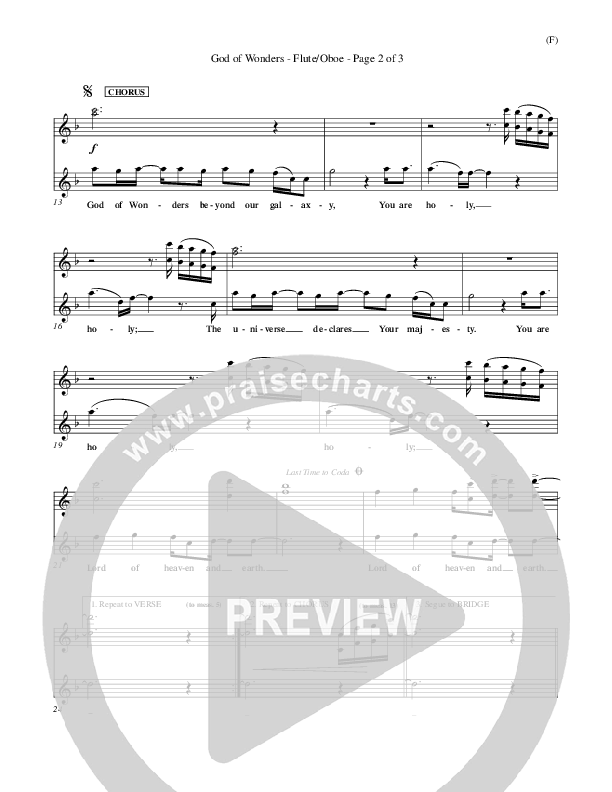 God Of Wonders Flute/Oboe (Mark Byrd)