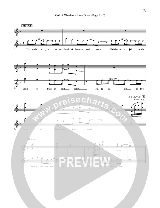 God Of Wonders Flute/Oboe (Mark Byrd)