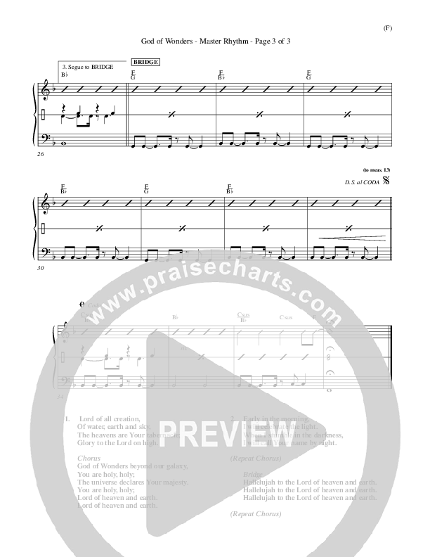 God Of Wonders Rhythm Chart (Mark Byrd)