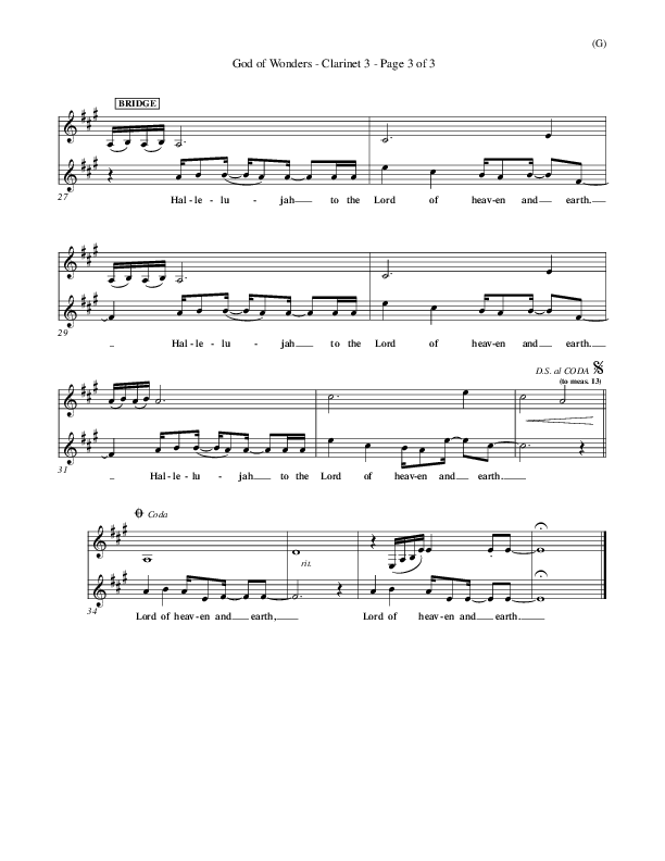 God Of Wonders Soprano Sax (Mark Byrd)