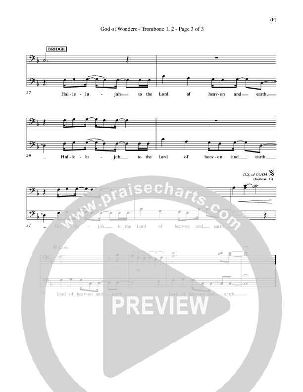 God Of Wonders Trombone 1/2 (Mark Byrd)