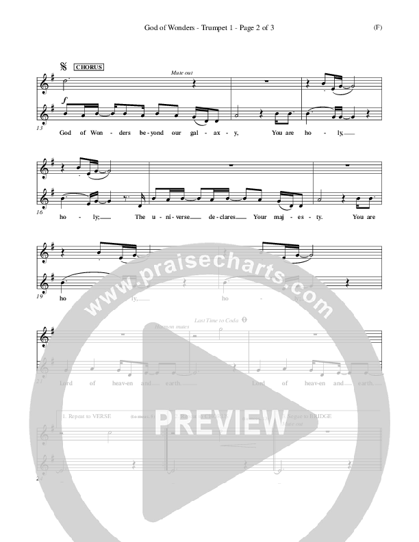 God Of Wonders Trumpet 1 (Mark Byrd)