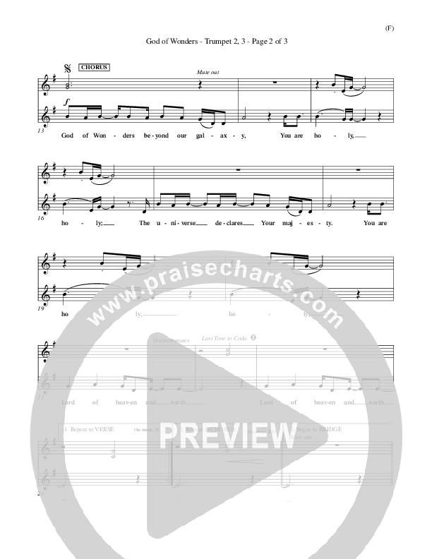 God Of Wonders Trumpet 2/3 (Mark Byrd)