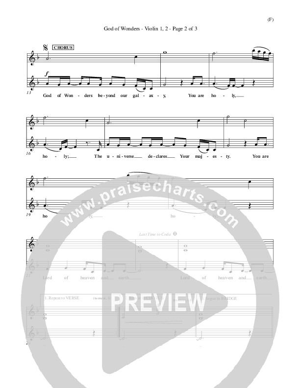 God Of Wonders Violin 1/2 (Mark Byrd)