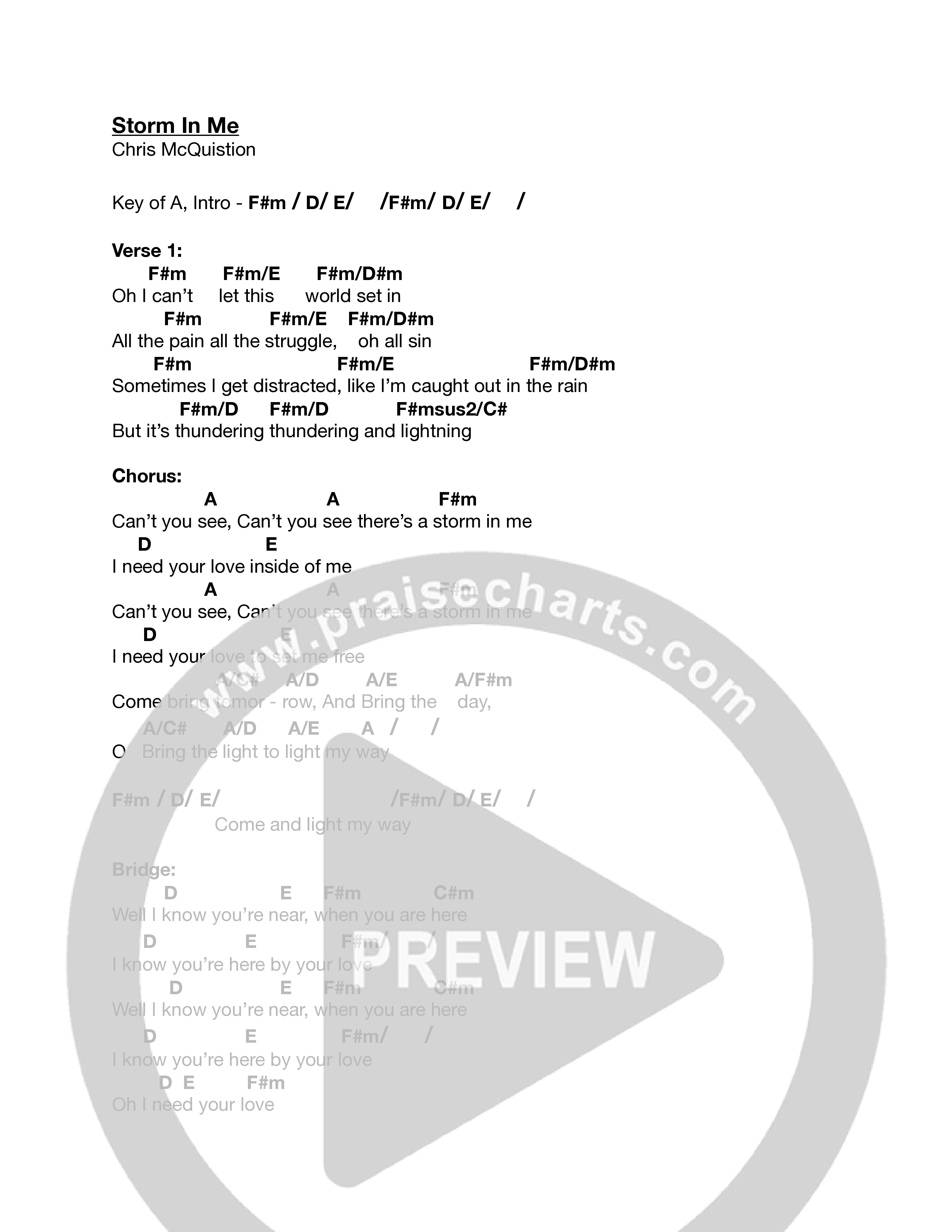Storm In Me Chord Chart (Chris McQuistion)